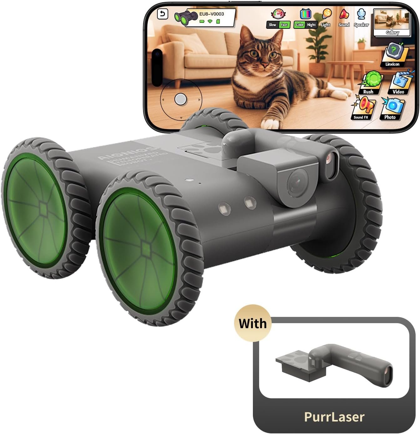 Class 1 Safe Laser Cat Toy for AIONIOS ATA05 Robot Camera, Battery-Free Interactive Laser Pet Toy for Cats & Dogs, No Power Required