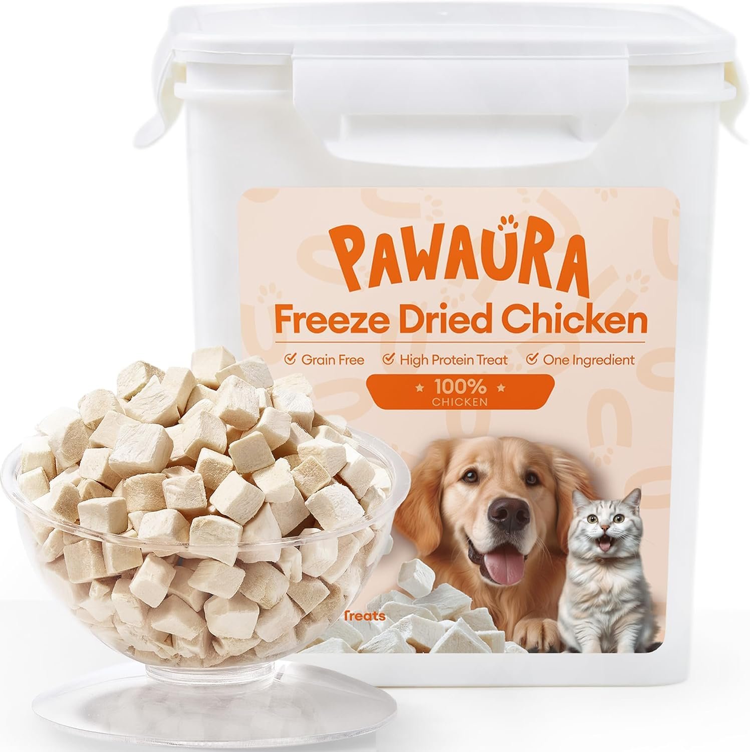 Freeze Dried Chicken Cats & Dogs Treats, 17.63 oz(1.1LB) | High Protein Single Ingredient – No Additives | Grain Free | Training & Nutrition Supplements, Sealed Box