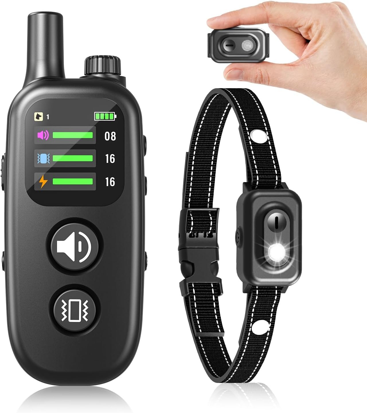 Small Dog Training Collar with Remote – Humane Dog Shock Collar with Beep, Vibration & Safe Shock Modes, 1000ft Range, Waterproof Rechargeable Bark Control Collar for Small Dogs, Black