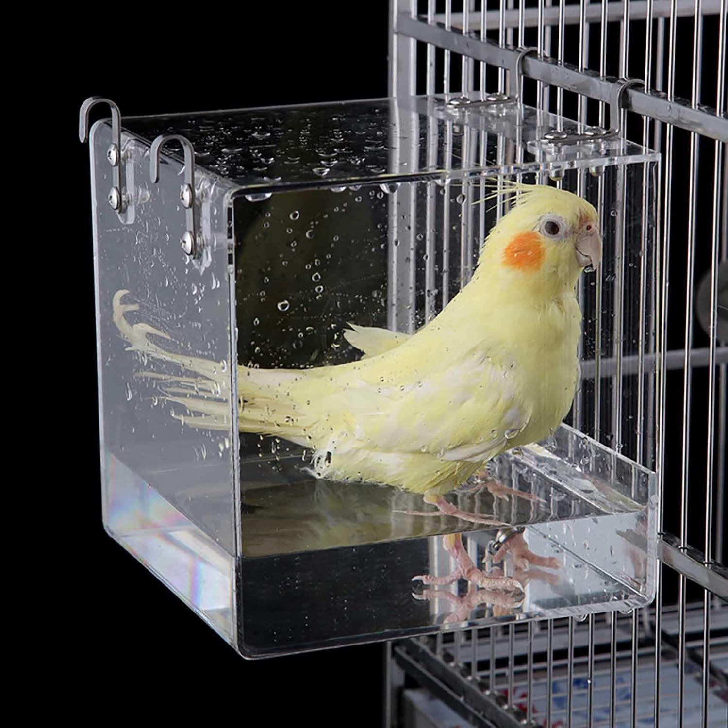Hanging Bird Bath Cage, Cleaning Pet Supplies Cockatiel Bird Bathtub | for Little Bird Parrots Spacious Parakeets Portable Shower for Most Birdcage