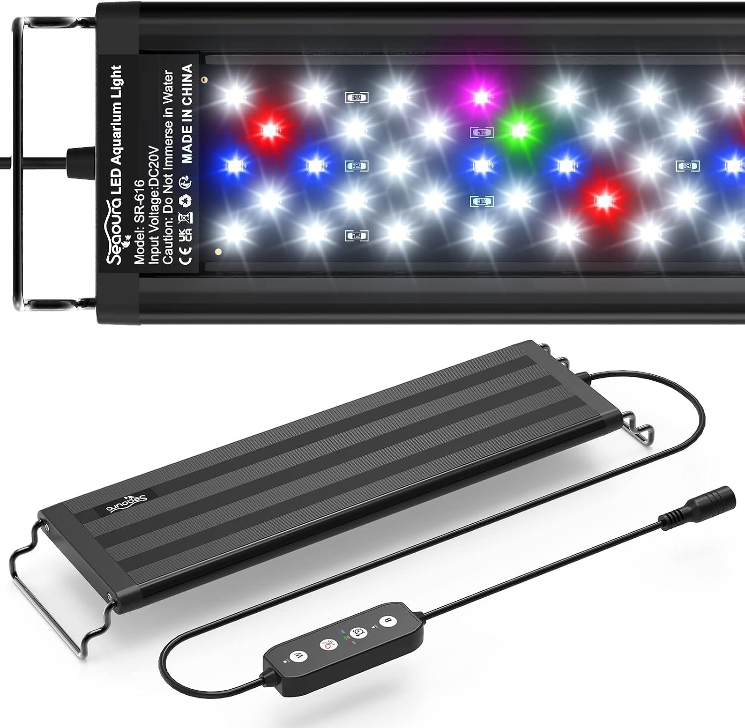 SEAOURA Led Aquarium Light for Plants Growth, Fish Tank Light 12-18 Inch | Full Spectrum Aquarium Lights for Fish Tank with Timer, 10 Dimmer, Extend Bracket, Memory, Auto On Off, 3 Lighting Modes