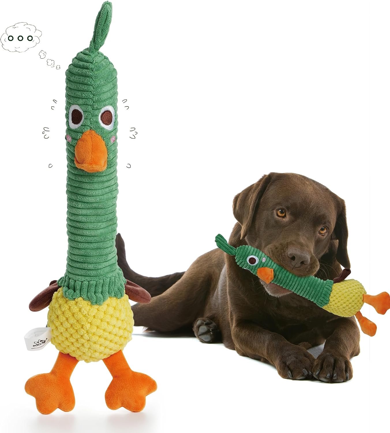 Nocciola 2 in 1 Easter Duck Dog Toy with a Large Rubber Squeaker – Tough Durable Stuffed Squeaky Crinkle Chew Toys for Aggressive Chewers, Medium and Large Breeds