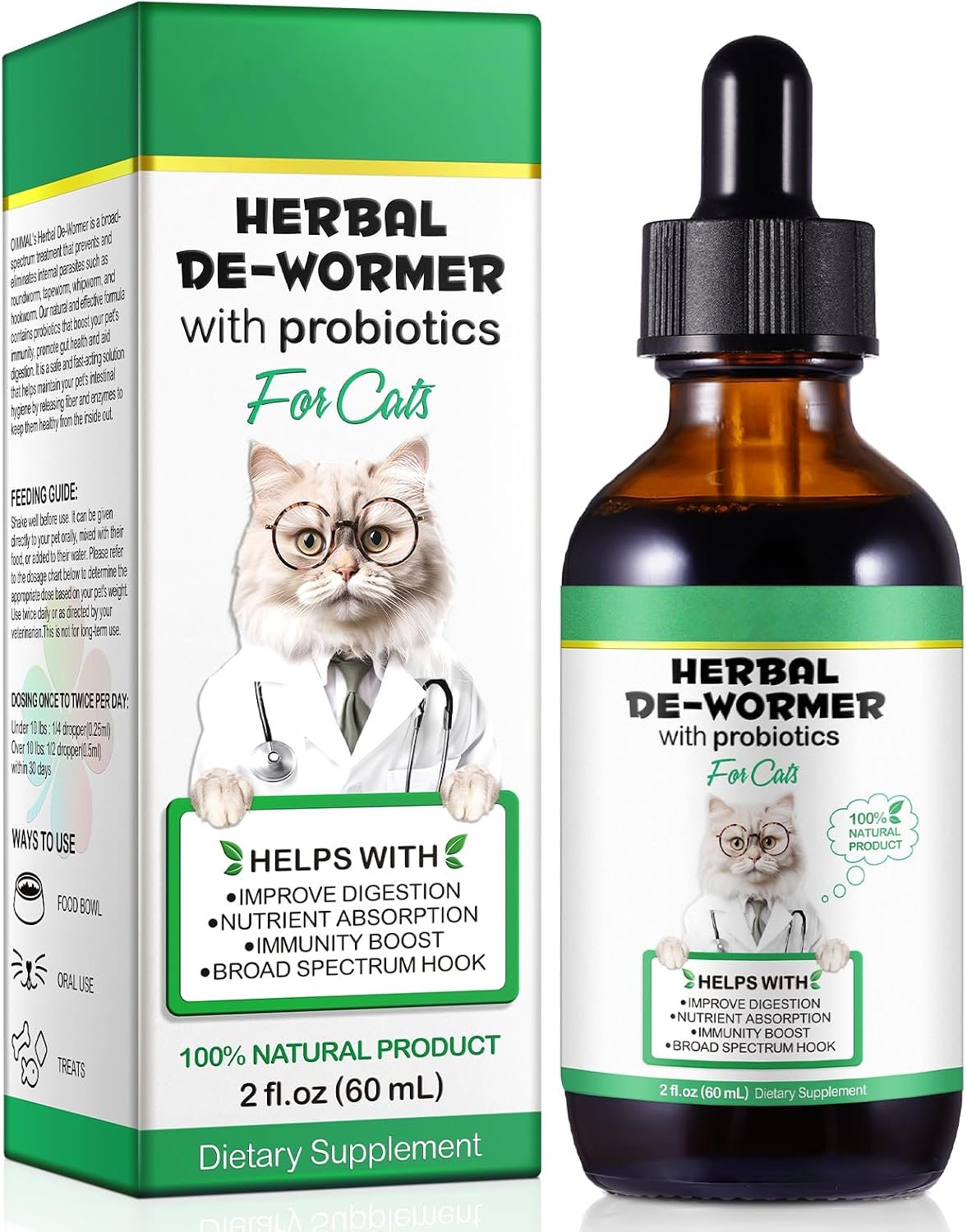 Specifically Formulated for Cats, Cats Natural Broad Spectrum, Digestive Support, Promotes Gut Health & Flora Balance, Cat Multivitamin Supplement Drops with Probiotic