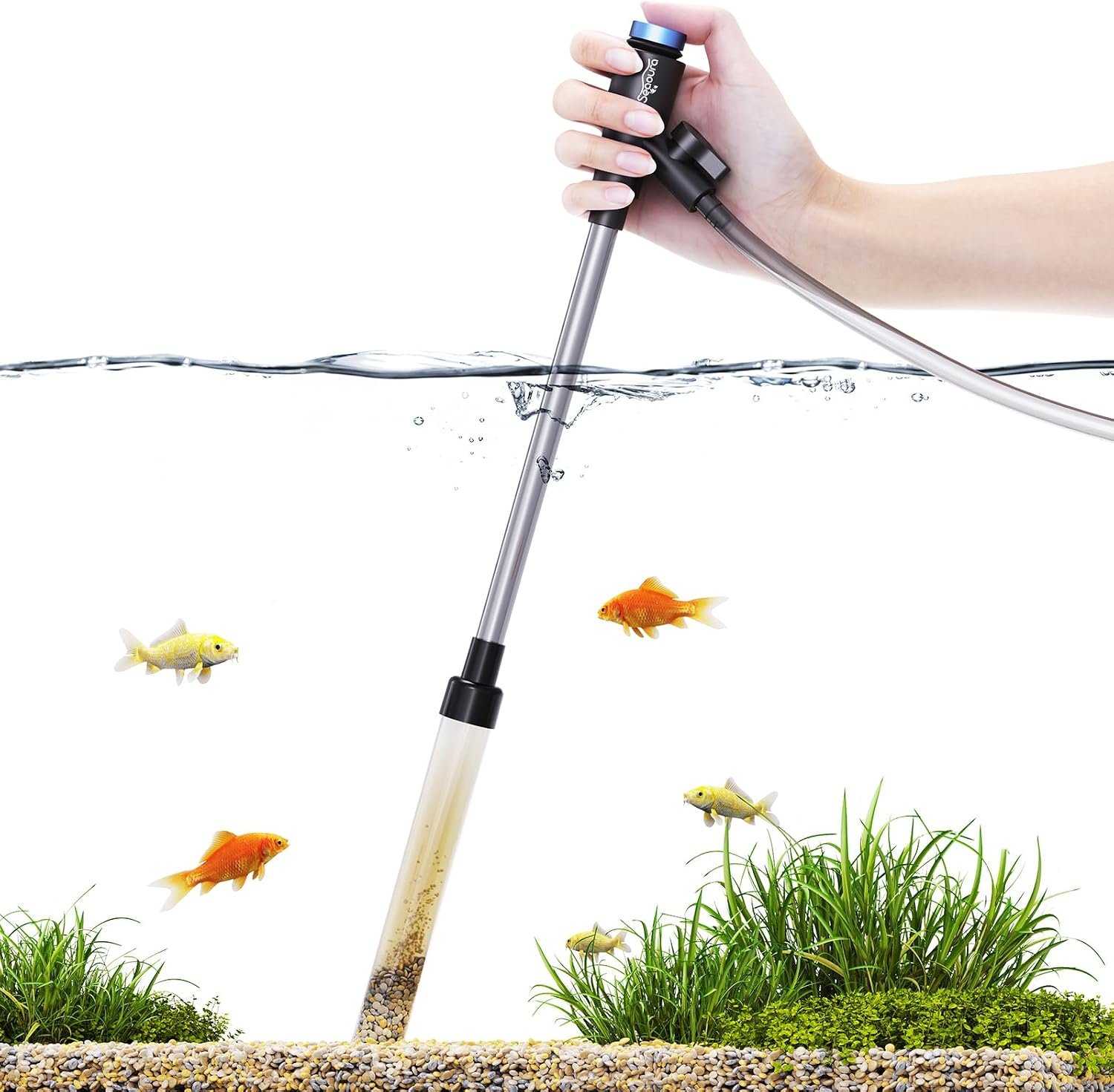 Gravel Vacuum for Aquarium, Fish Tank Cleaner Kit Mini Manual Tank Vacuum | Fishtank Cleaner Tools, Small Aquariums Water Changer, Adjustable Siphon Pump Use for Fish Turtle Cleaning Manure Wash Sand
