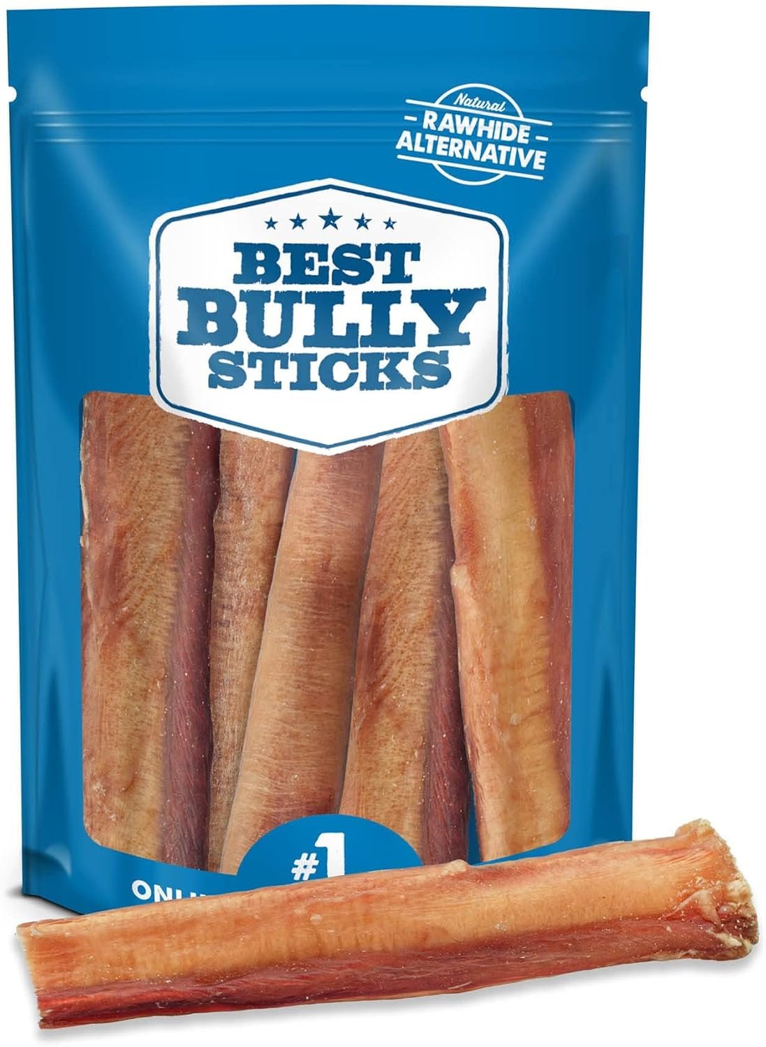 Best Bully Sticks Thick Bully Sticks Dog Chews, 6″, 5 Count | 100% grass-fed beef, single ingredient natural dog chews, easily digestible, long lasting, rawhide-free, grain-free