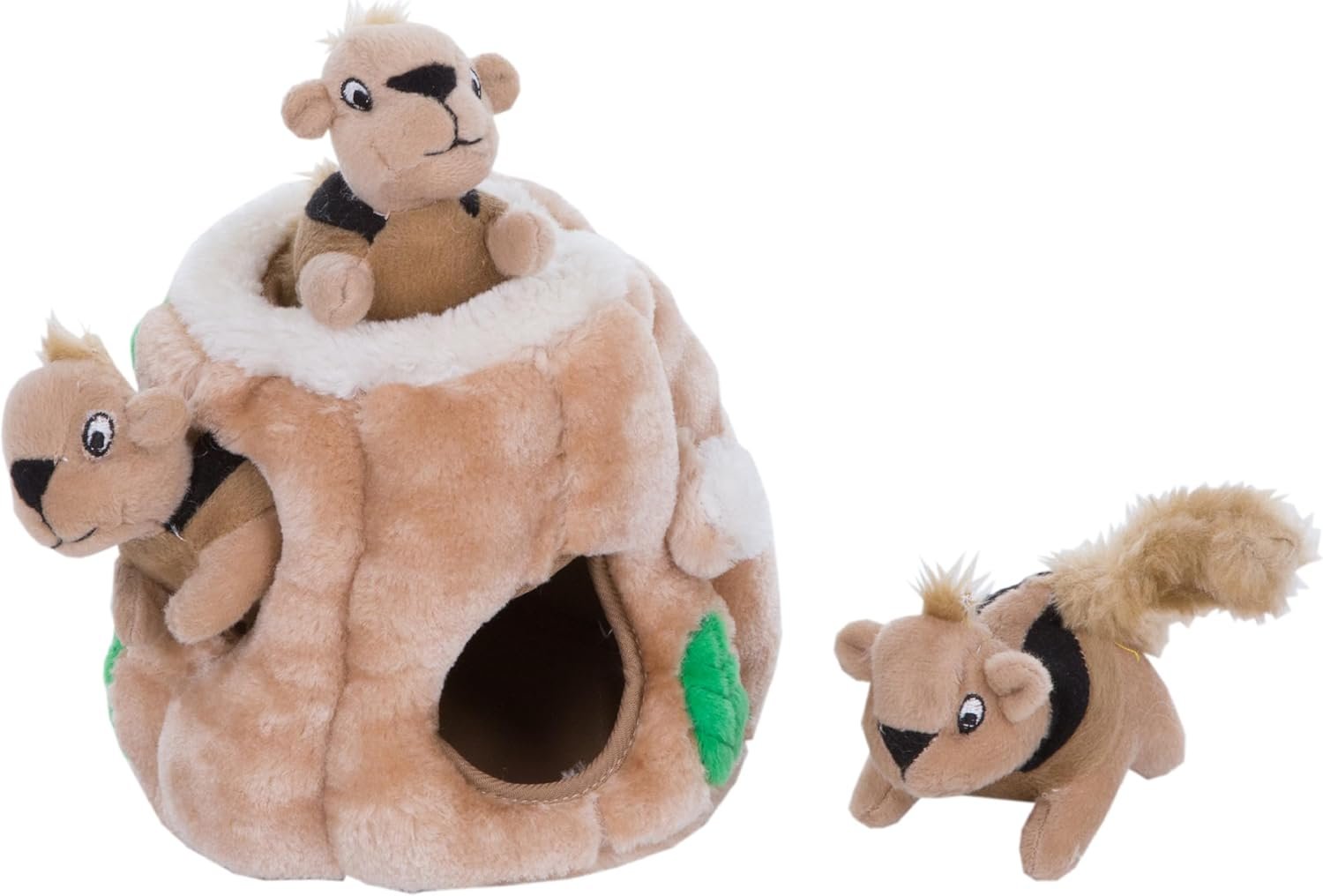 Outward Hound Hide-A-Squirrel Plush Squeaky Dog Toy, Small, 5″ x 7″ | Hide-n-Seek Puzzle, 3 Removable Squirrels, Fetch Play, Interactive Enrichment, Boredom Buster, Light Chewers, Dogs & Puppies