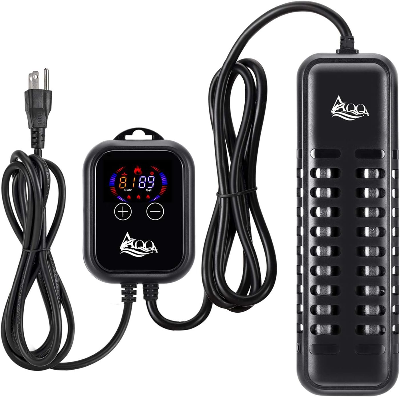 AQQA Submersible Aquarium Heater,100W/200W/300W/500W/800W/1000W/1200W | Fish Tank Heater,External Temperature Controller LED Temperature Display,Suitable for Saltwater and Freshwater(500W)