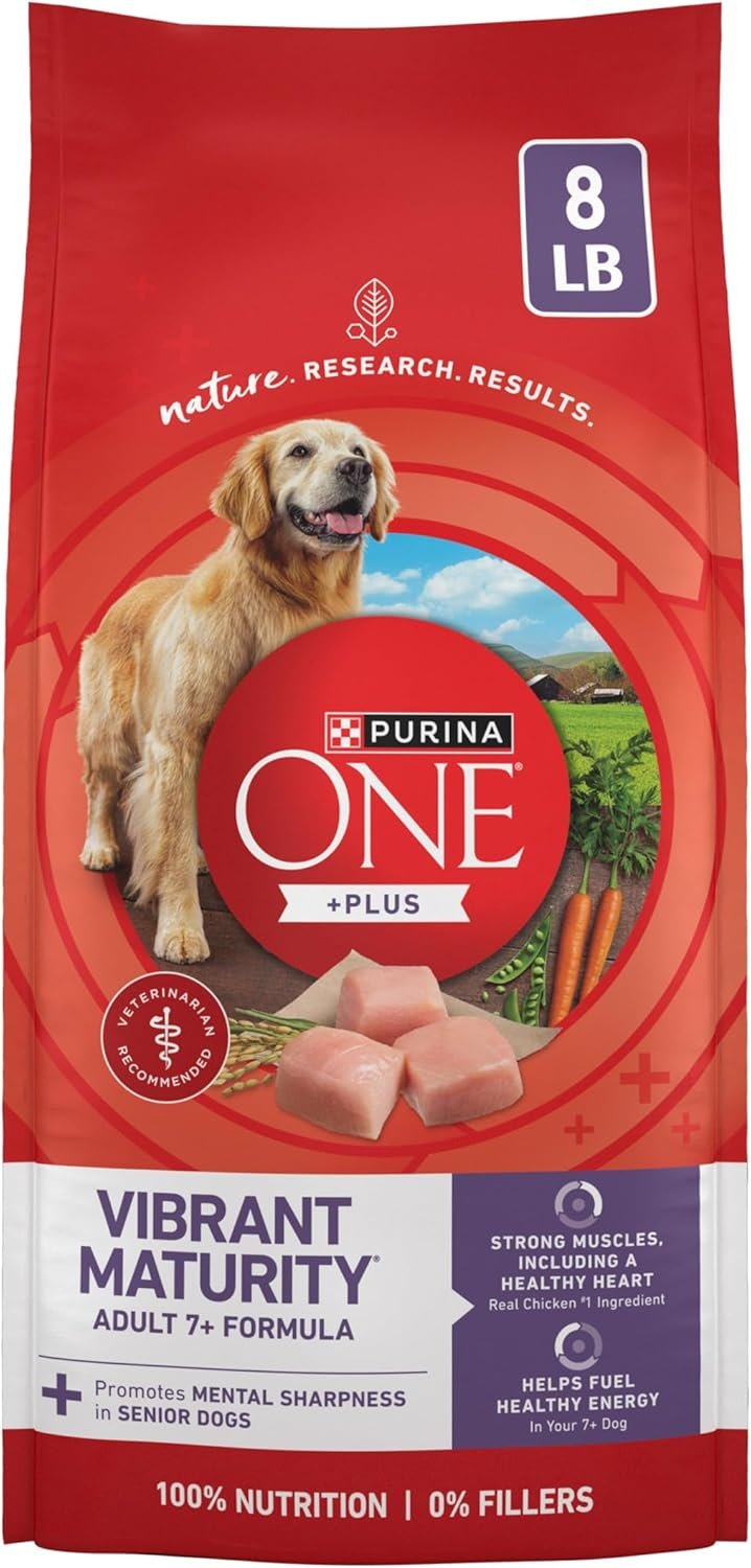 Purina ONE High Protein Dry Senior Dog Food Plus Vibrant Maturity Adult 7 Plus Formula – 8 lb. Bag