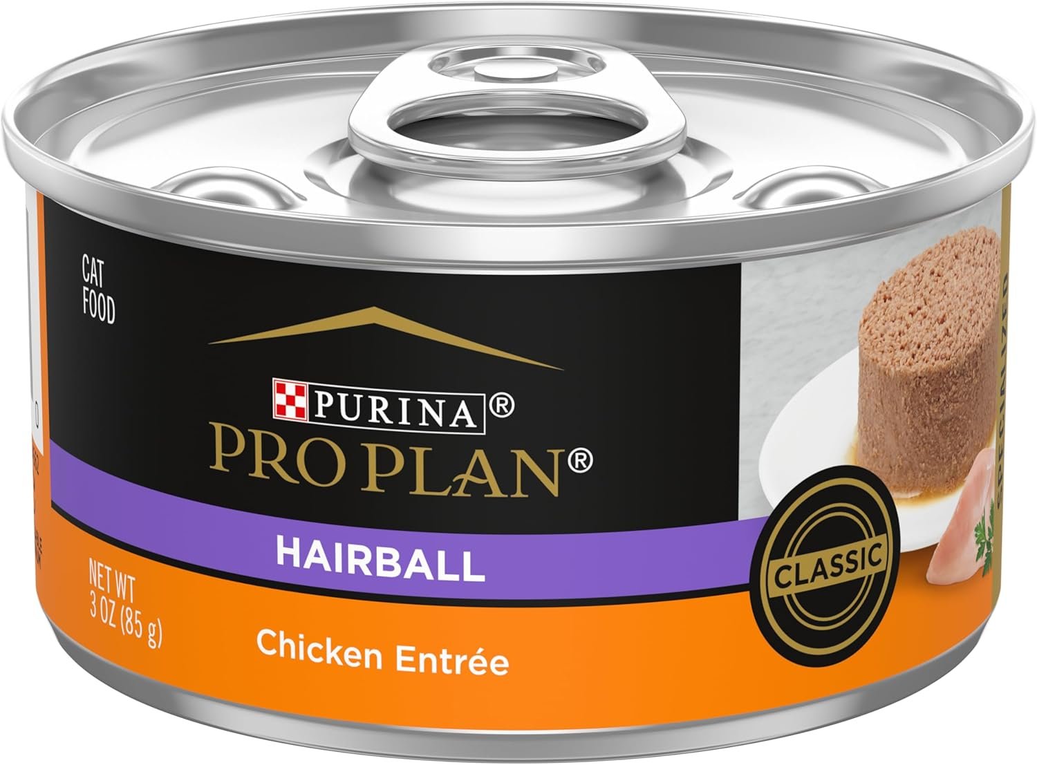 Purina Pro Plan Hairball Control Cat Food Wet Pate, Hairball Chicken Entree – (Pack of 24) 3 oz. Cans