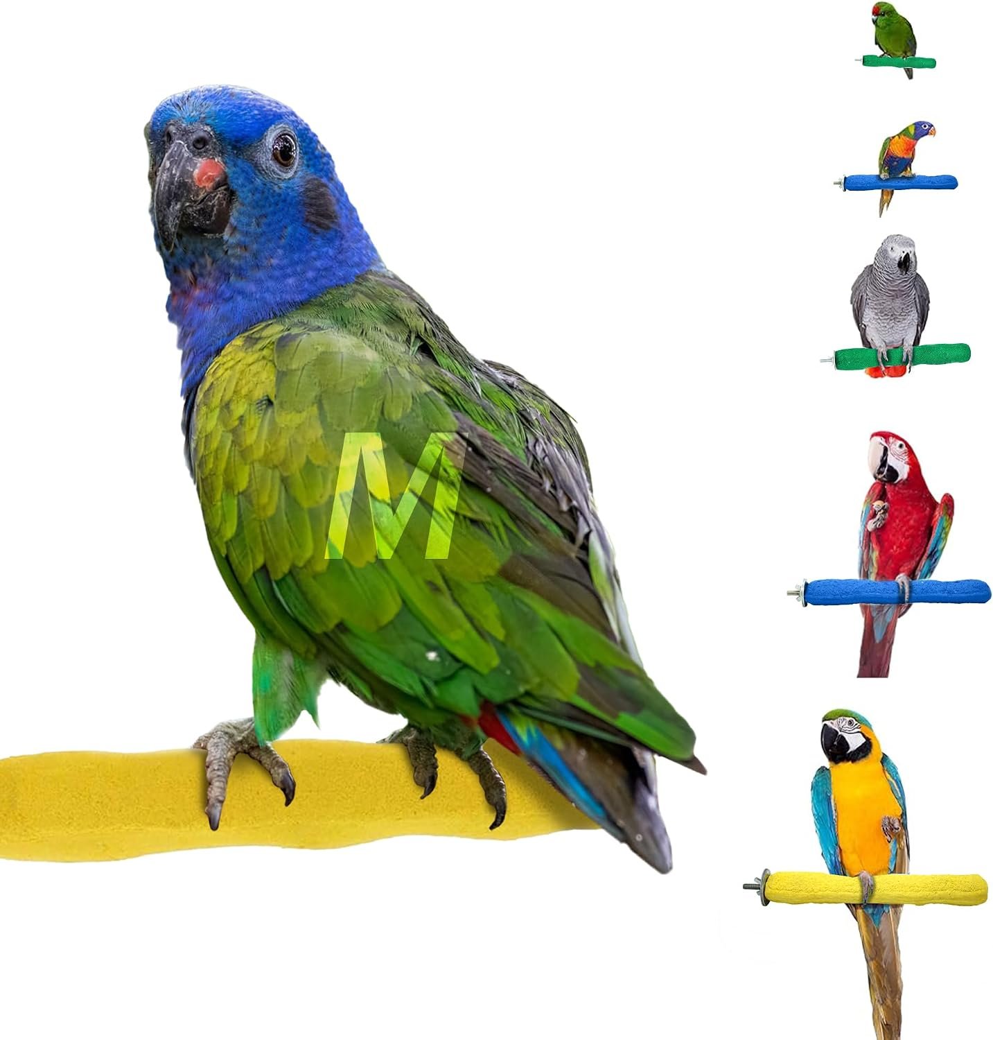 Sweet Feet and Beak Comfort Grip Safety Bird Perch, Medium Pedicure Perch | Made from Bird-Safe Concrete Blend, Promotes Feet, Nails and Muscle Stimulation, 8.5″ Perch, Available in 5 Sizes, Yellow