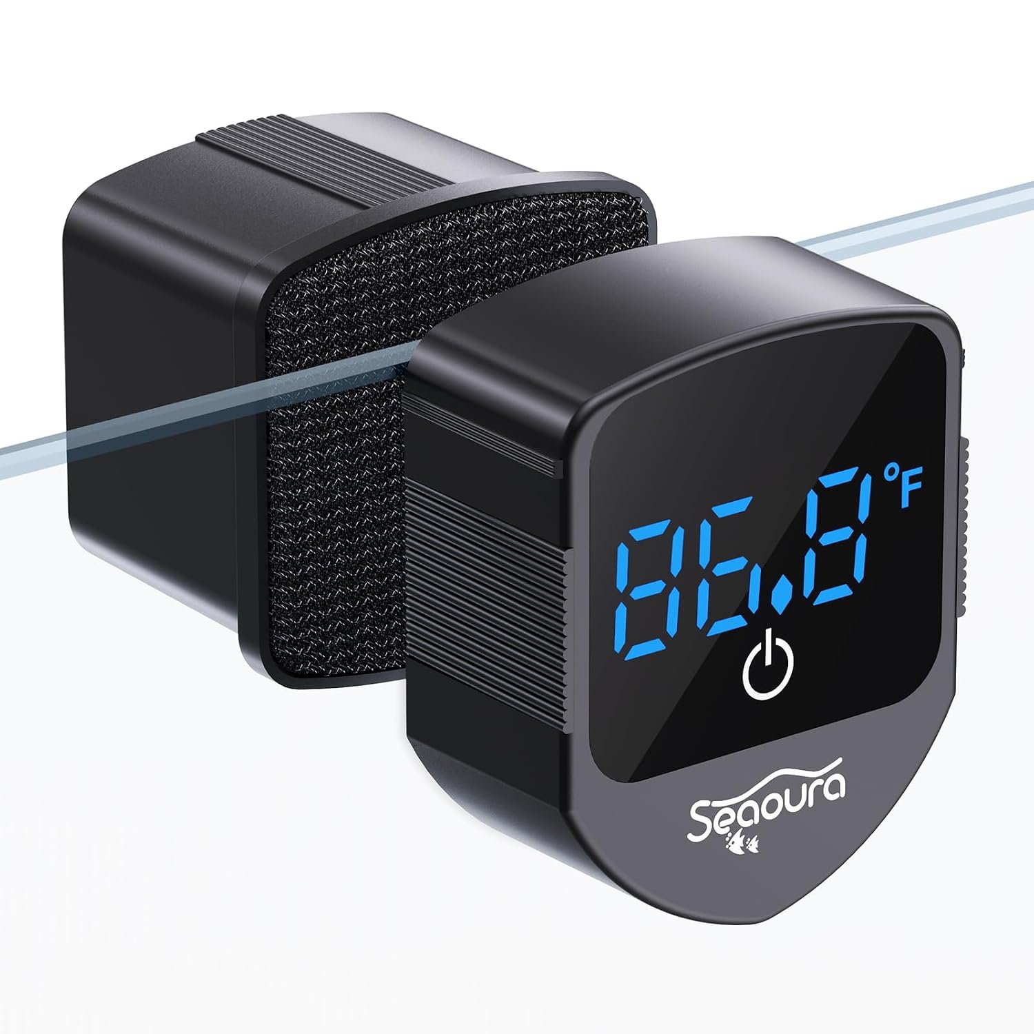 SEAOURA 2-in-1 Aquarium Magnetic Cleaner with Digital Aquariums Thermometer | Tiny Magnet Cleaner Floating Cleaning ToolAlgae Scrapers(Only for Glass Fish Tank)