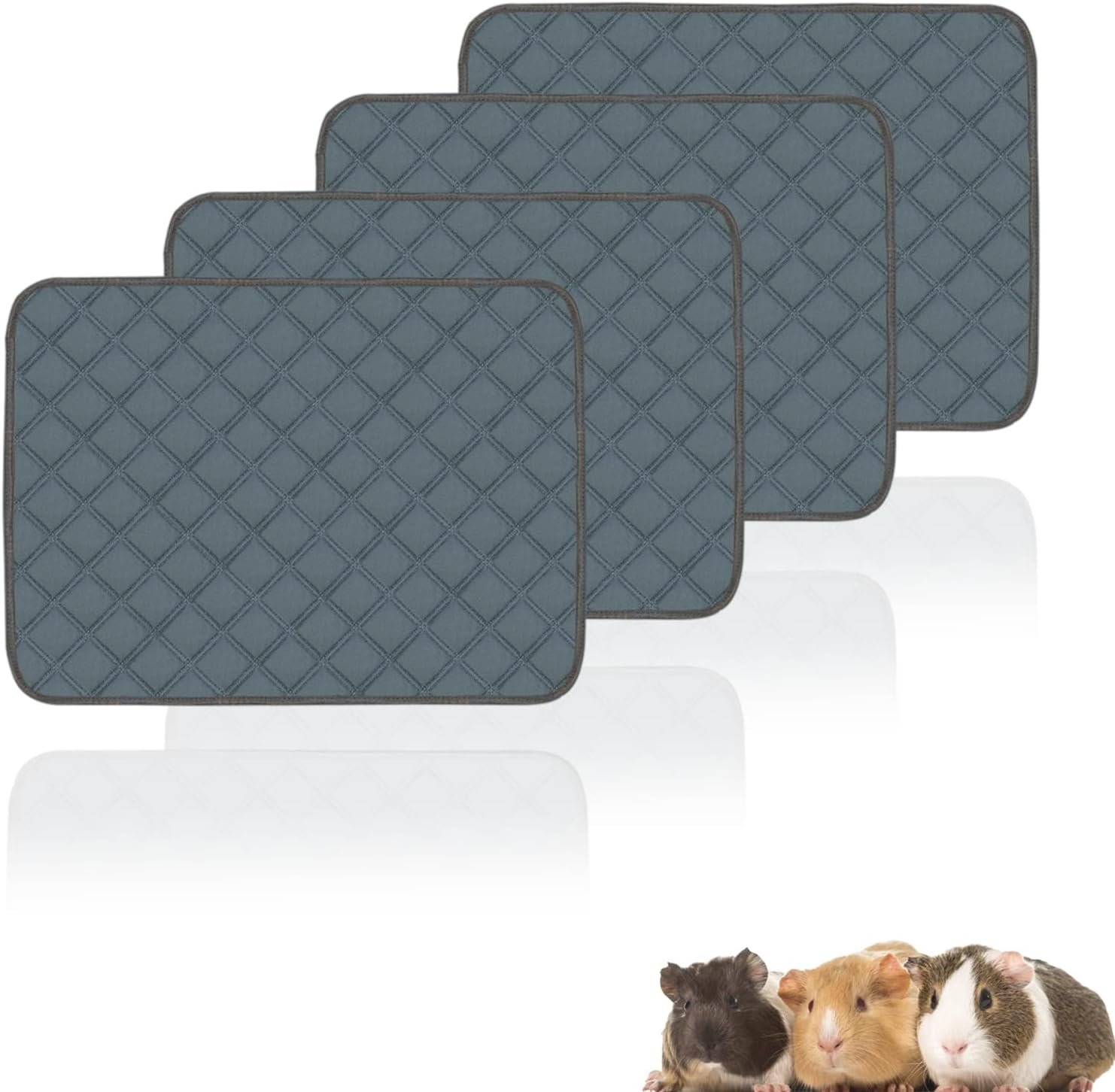 4 Pack Guinea Pig Cage Liners Washable Guinea Pig Bedding Reusable Waterproof Super Absorbent Guinea Pig Pee Pads Anti Slip Mat for Small Animals Rabbit Hamster Rat – 24″ x 18″