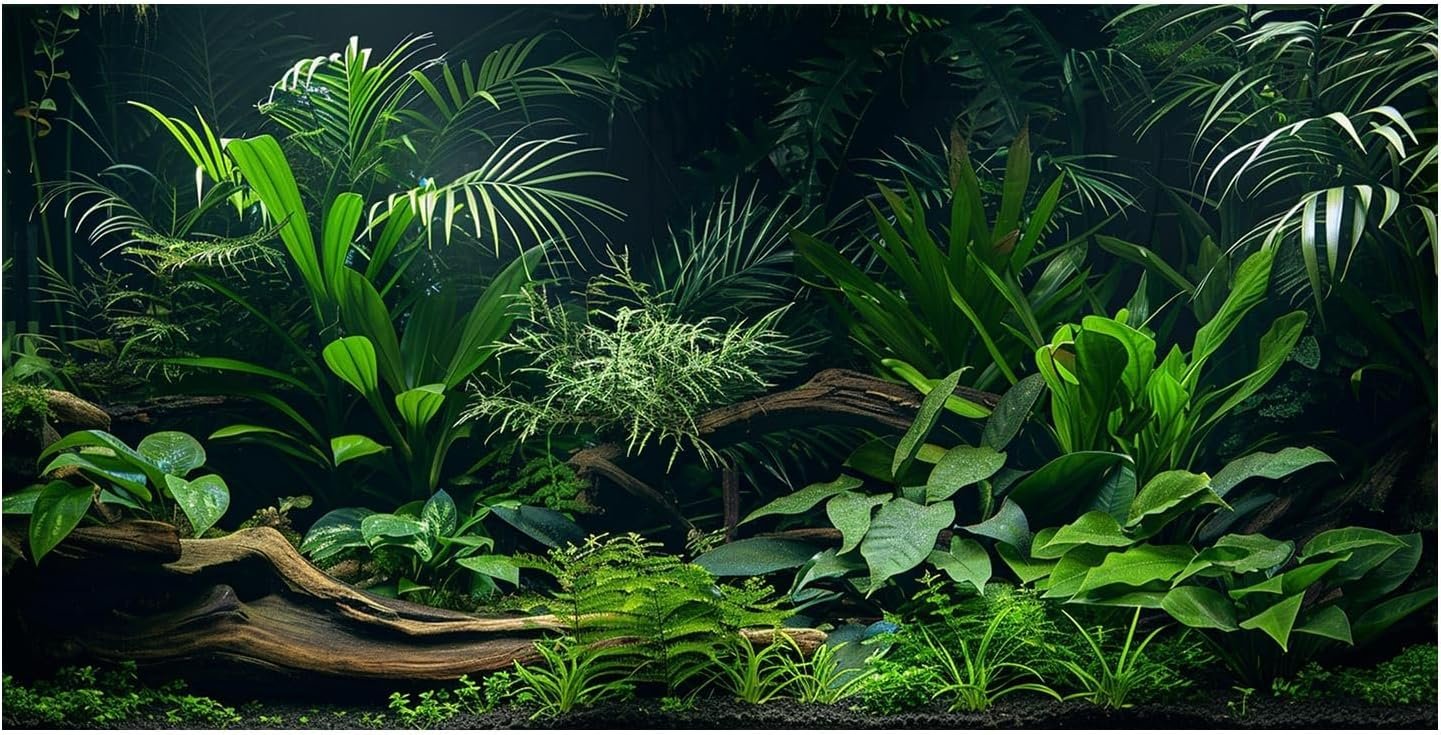 Aquarium Background, Aquatic Plant River Bed & Lake Tropical Undersea Tree Branch Fish Tank Background, 6 EVA Double-Sided Tapes 36×18 inches/90×45