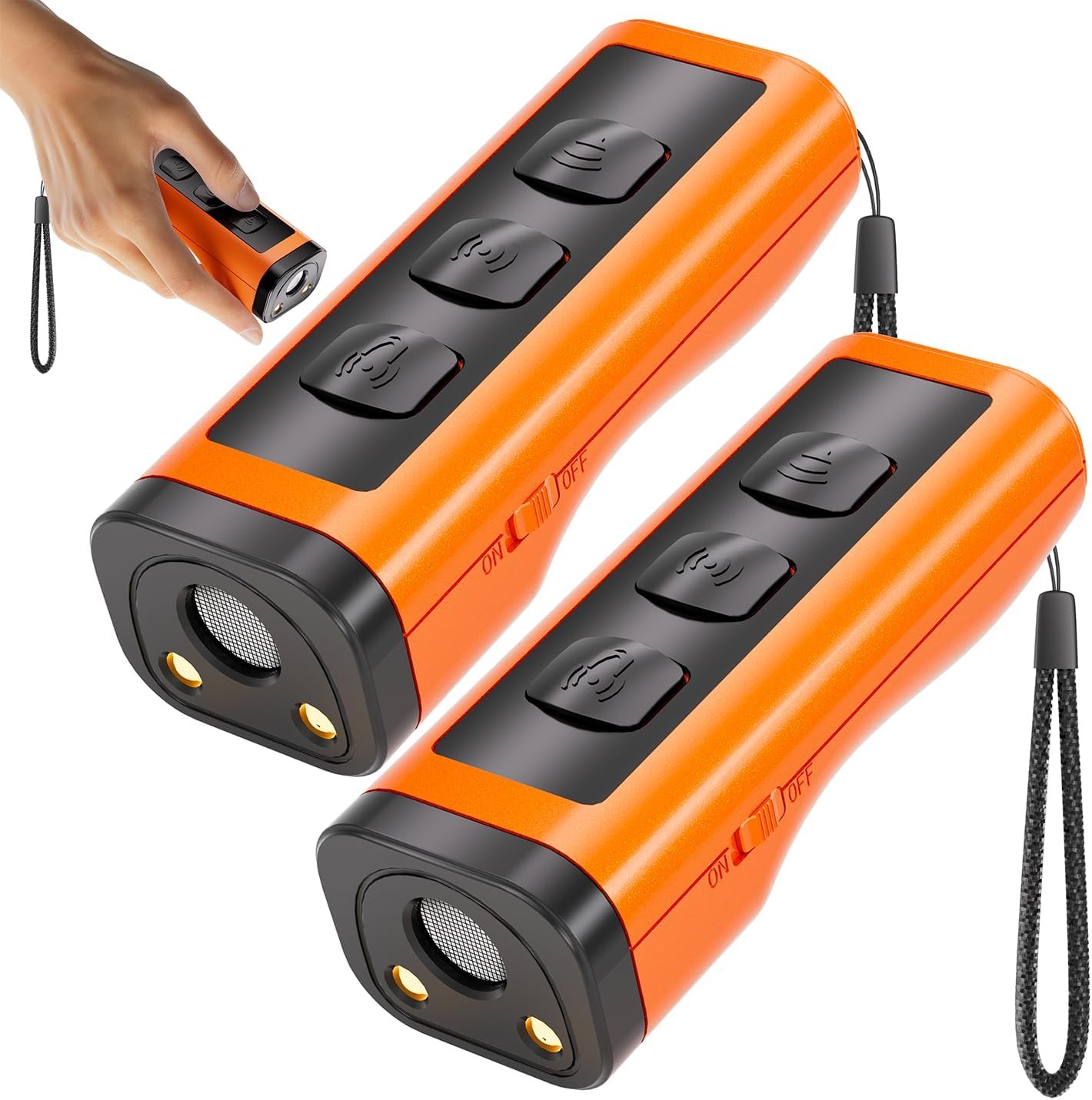 2 Pack Dog Bark Deterrent Devices, Rechargeable Anti-Barking Device for Dogs, 50ft Long-Range Ultrasonic, Correct Your Dog’s Bad Behavior at the Push of a Button,Suitable for Small, Medium, Large Dogs