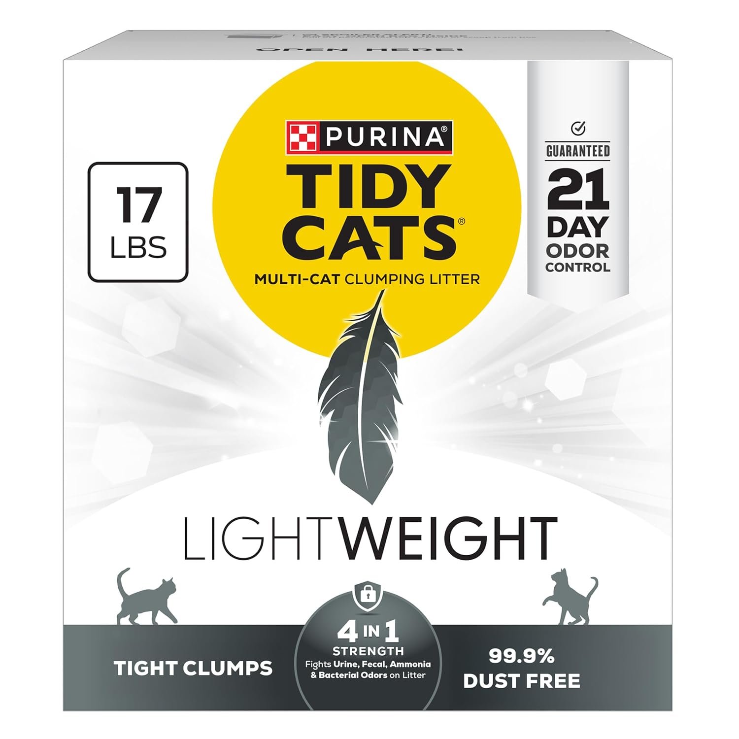 Purina Tidy Cats Lightweight 4-in-1 Strength Multi-Cat Litter, 17 lb Box