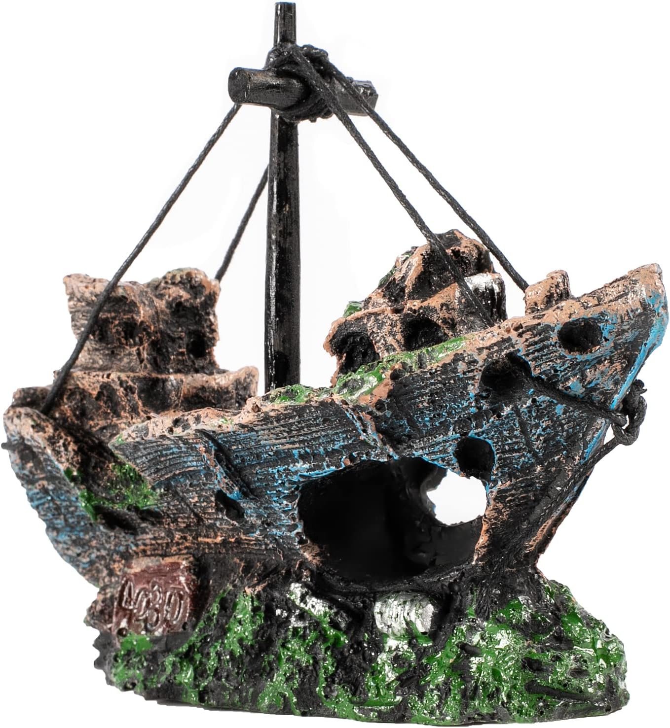 Shipwreck Fish Tank Decoration, Resin Aquarium Ornament for Fish Favors | Realistic fish tank decor,non-toxic & fade-proof,5″ size fits 10-55gal tanks,easy to clean,transforms any aquarium instantly