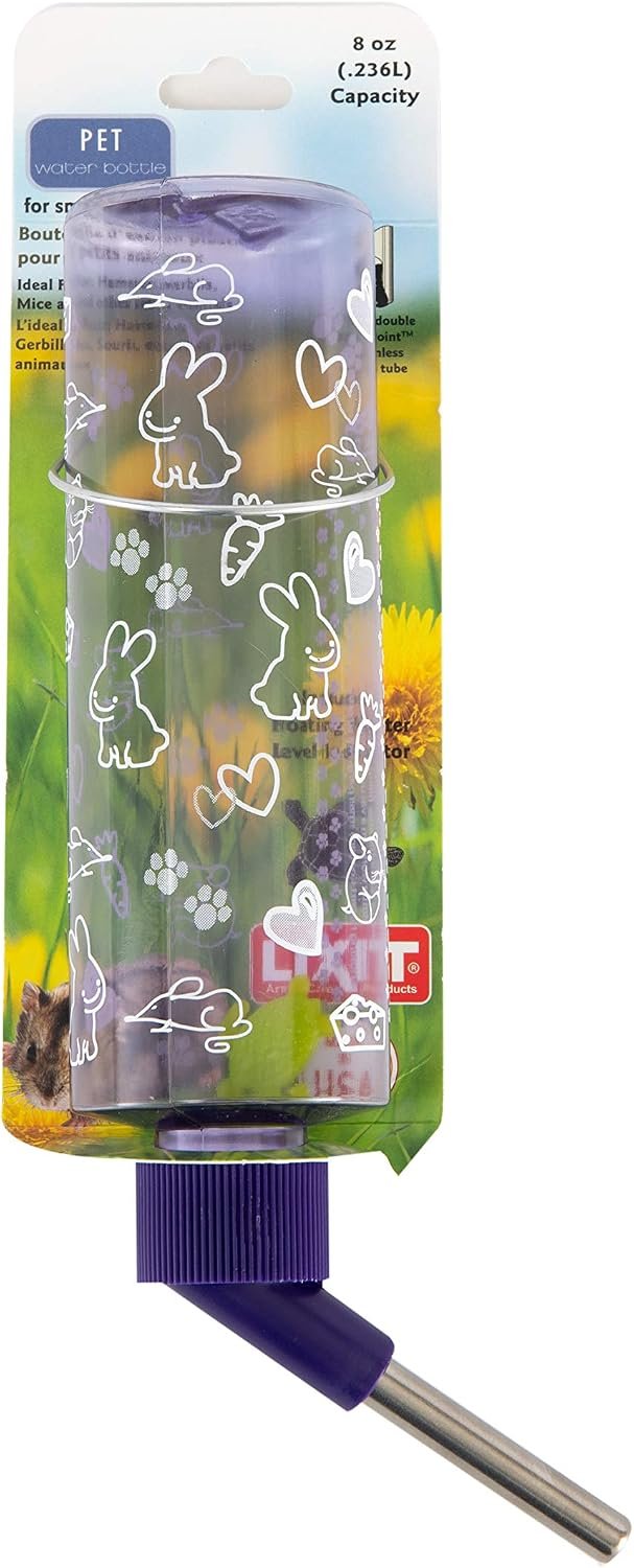 Lixit Standard Cage Water Bottles for Rabbits, Ferrets, Guinea Pigs, Hamsters, Rats, Mice and Other Small Animal’s (8 Ounce, Purple)