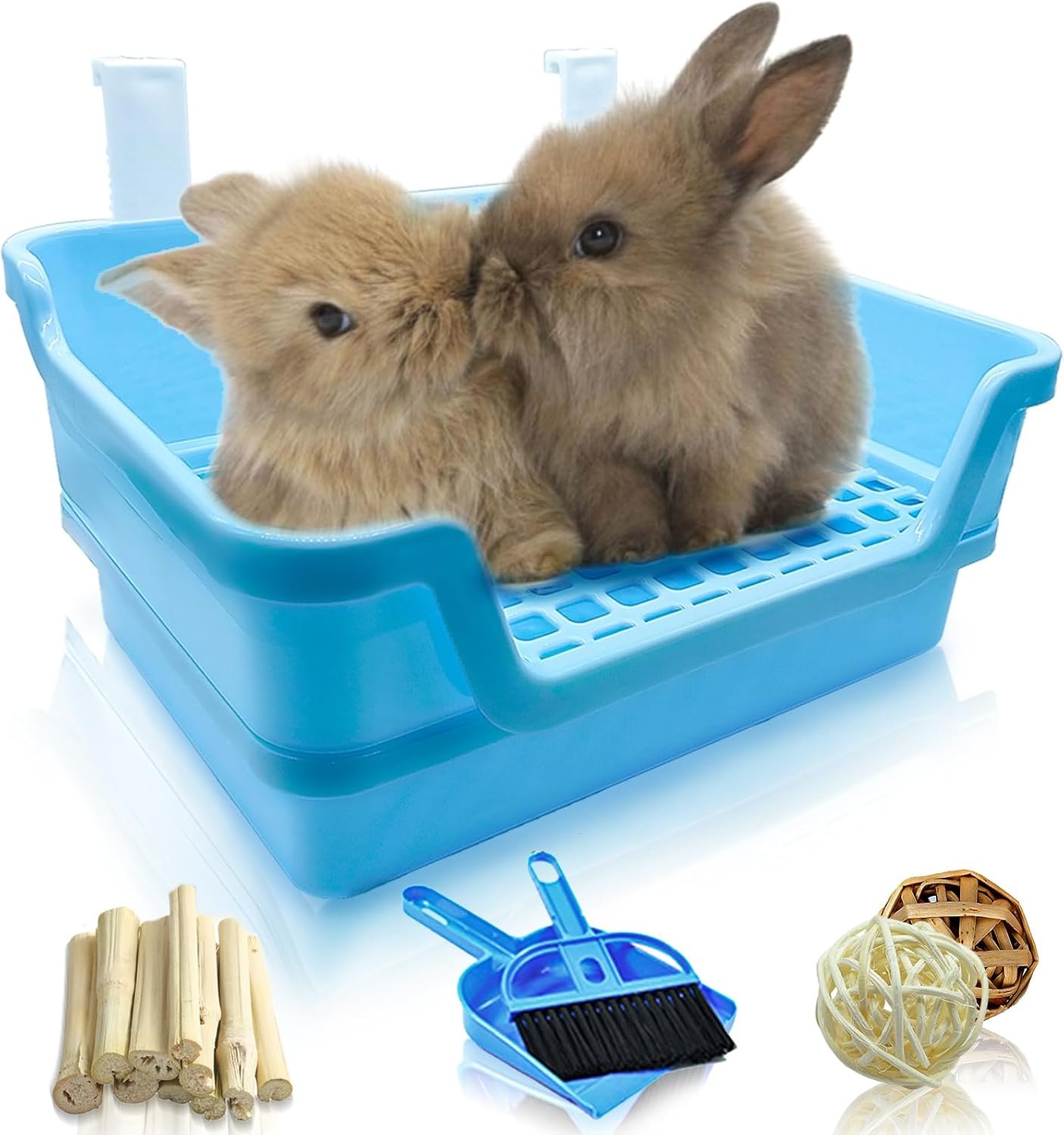 Hamiledyi Extra Large Rabbit Litter Box Pet Corner Toilet Small Animal Potty Trainer Huge Bunny Litter Pan with Plastic Grate Deep Dump Tray for Adult Guinea Pigs Chinchillas Ferrets Galesaurs