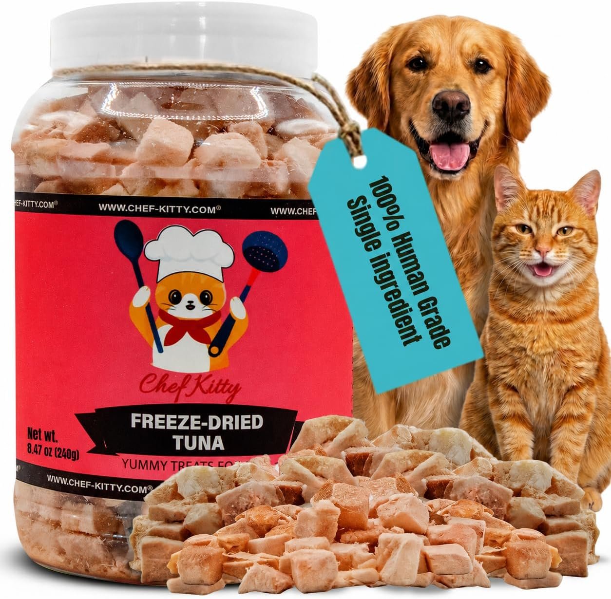 Freeze Dried Tuna Cat Treats, 100% Wild Caught, 8.5 oz | Freeze Dried Fish Dog Treats, High Protein, Single Ingredient, Cat & Dog Food Toppers, No Additives or Preservatives