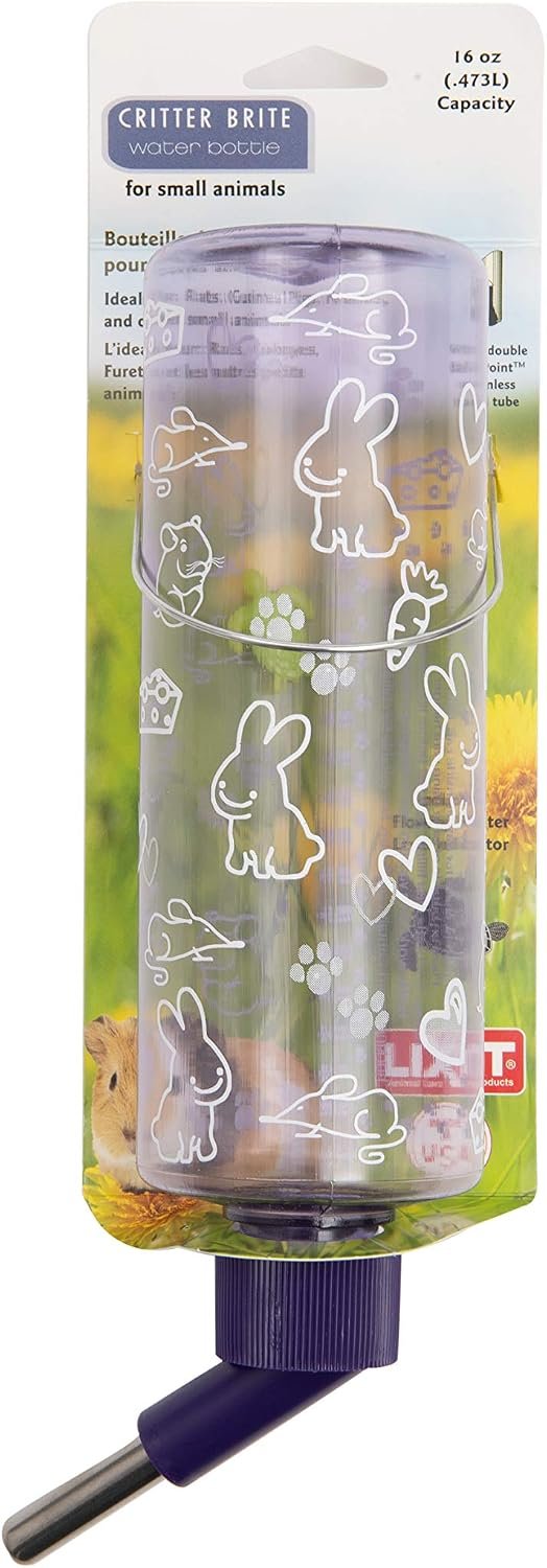 Lixit Standard Cage Water Bottles for Rabbits, Ferrets, Guinea Pigs, Hamsters, Rats, Mice and Other Small Animal’s (16 Ounce, Clear)