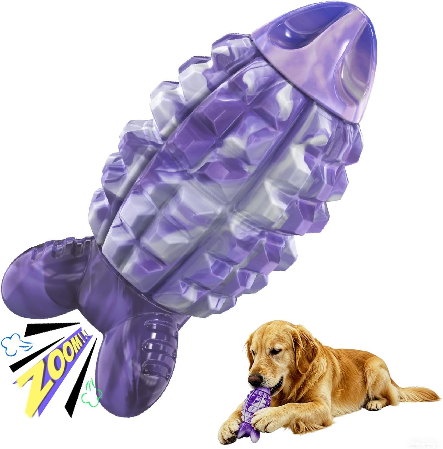 YINEYA Dog Toys for Aggressive Chewers, Tough Squeaker Dog Toys, Purple | Durable BPA-Free Nylon Indestructible Dog Toys, Medium Large Breeds, Teeth Cleaning, Long Lasting Fun, Keep Them Busy