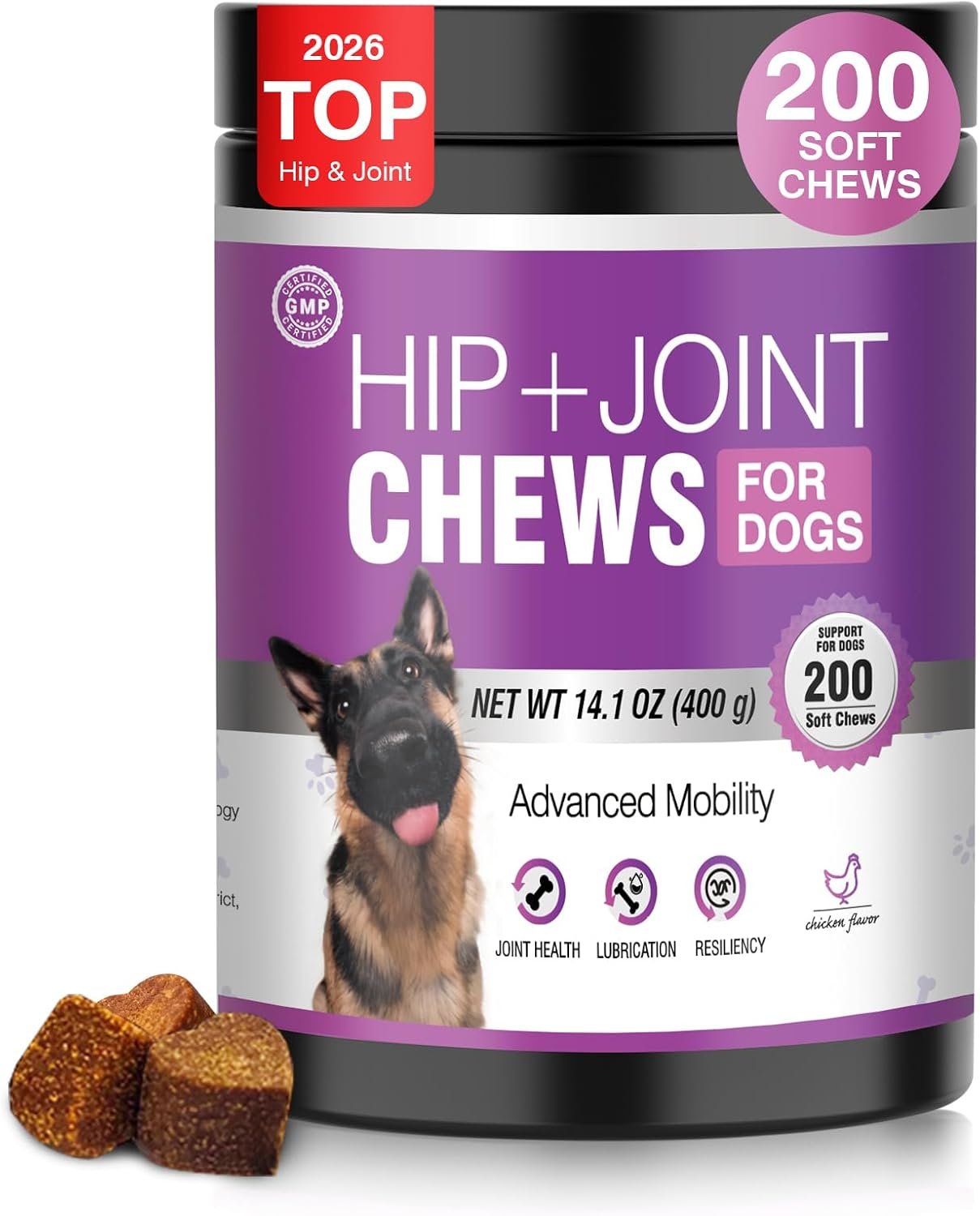 Joint Supplement for Dogs 200 ct, Glucosamine Chondroitin MSM for All Dogs | Dog Hip and Joint Support, Arthritis Pain Supplement, Mobility Cartilag Supplements, Turmeric Treats for Dogs, Chicken Flavor
