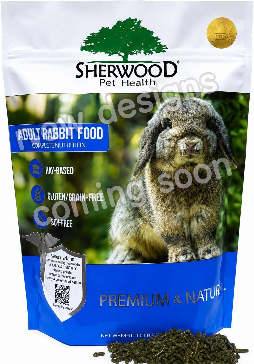 Sherwood Pet Health Adult Rabbit Food Alfalfa Timothy Hay-Based Blend 4.5 lbs, Grain and Soy-Free for Better Digestion