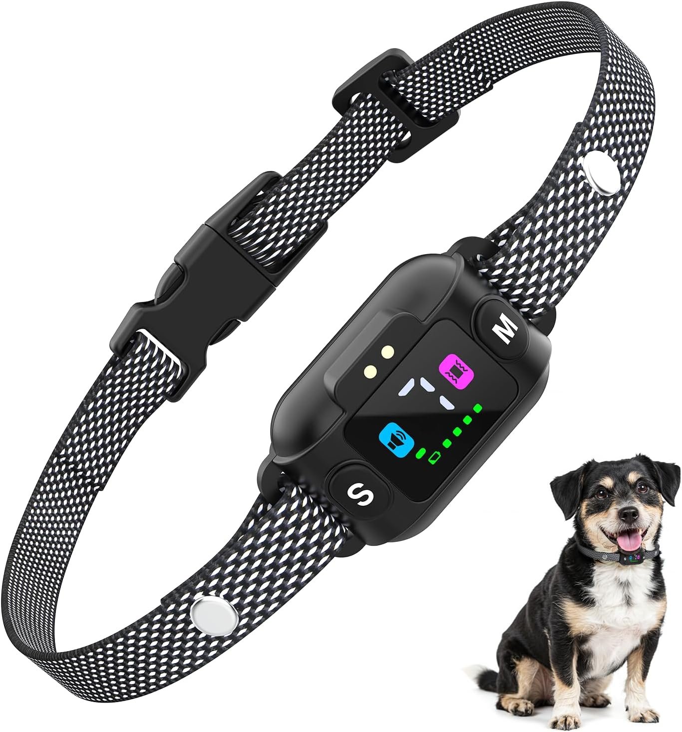 No Shock Dog Bark Collar, Smart Dog Bark Collar 3 Modes (Sound/Vibe/Dual), Rechargeable, Waterproof, Adjustable Sensitivity, Safe for Small to Medium Dogs