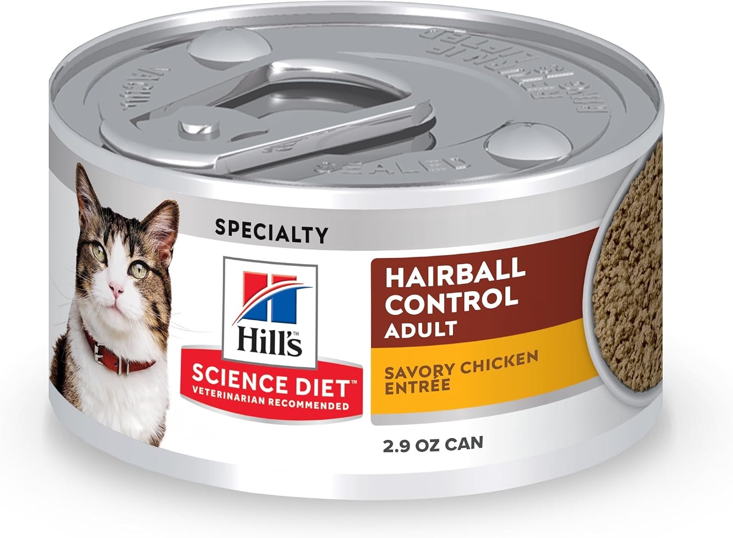 Hill’s Science Diet Adult 1-6 Hairball Control Wet Cat Food | #1 Veterinarian Recommended, Chicken Recipe, 2.9 oz. Cans, 24-Pack