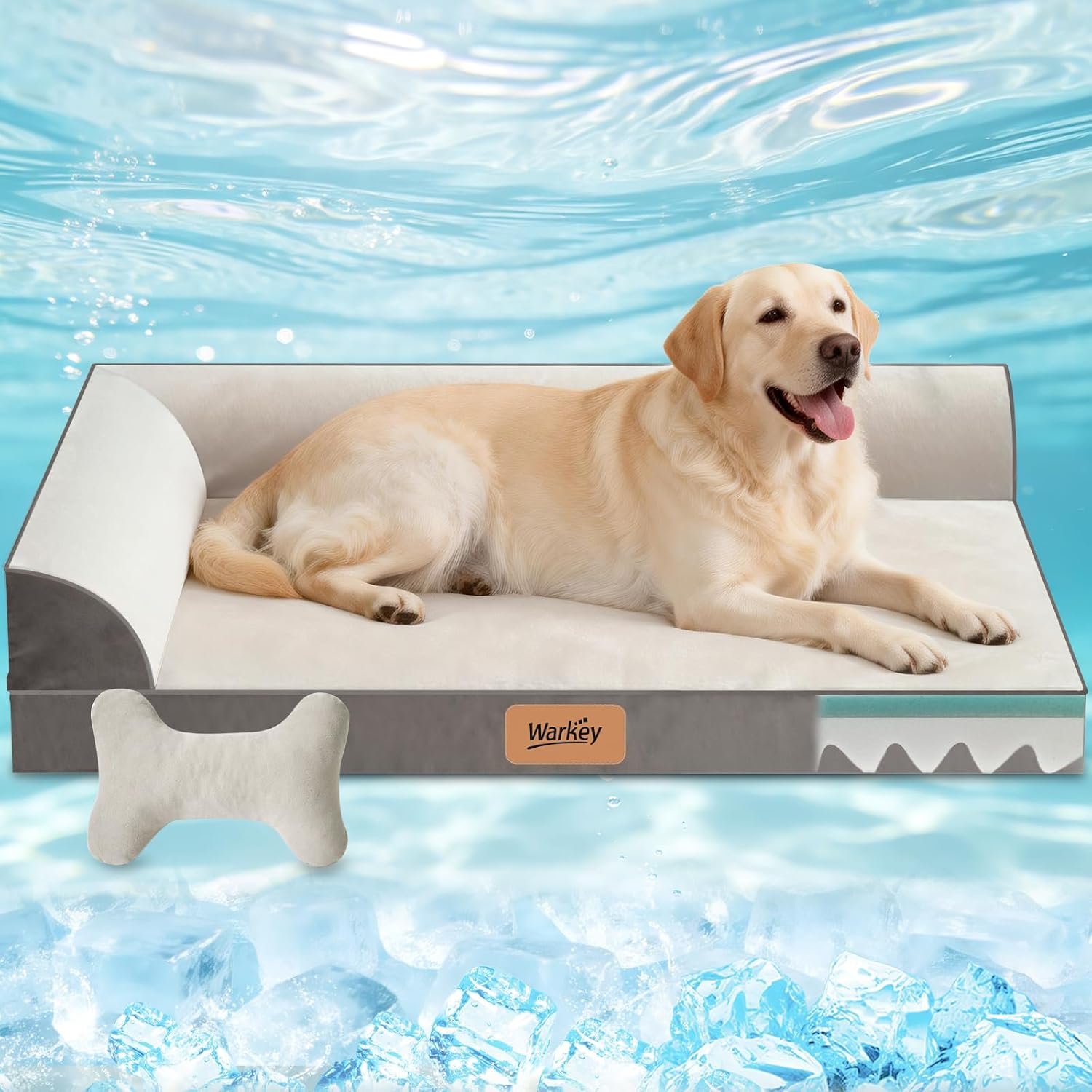 Large Dog Bed with Cooling Gel Memory Foam, Orthopedic Waterproof Pet Bed with Washable Cover & Non-Slip Bottom, Cooling Dog Couch Bed, Size: 40″*31.9 “8.1”