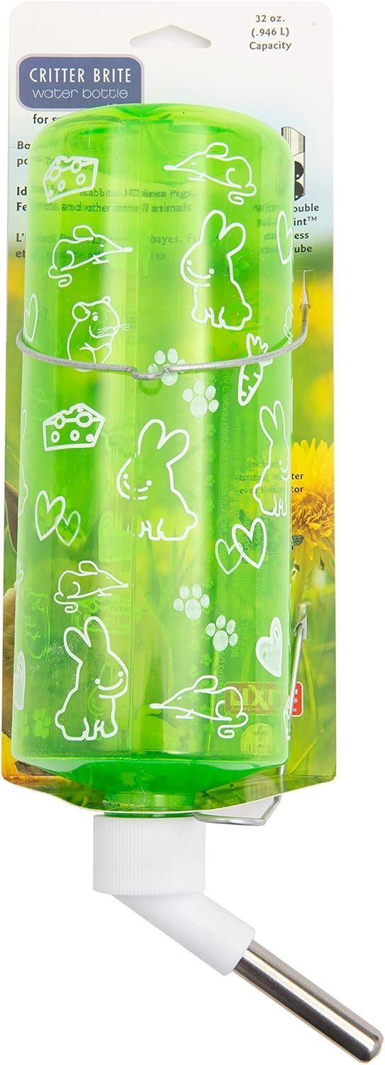 Lixit® Critter Bright Water Bottles for Hamsters, Rabbits, Chinchillas, Ferrets, Guinea Pigs and Other Small Animals – Made in USA (Blue (Pack of 1), 32 Ounce)