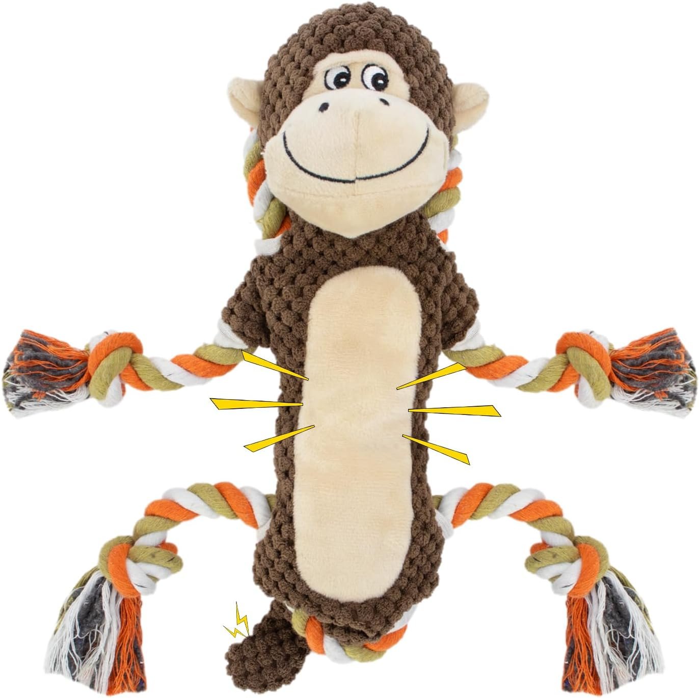 Squeaky Monkey Dog Toy for Large Dogs | large dog toys for big dogs Stuffed Plush, Crinkle Paper, Interactive puppy monkey toy, Rope Toy, For Small, Middle,