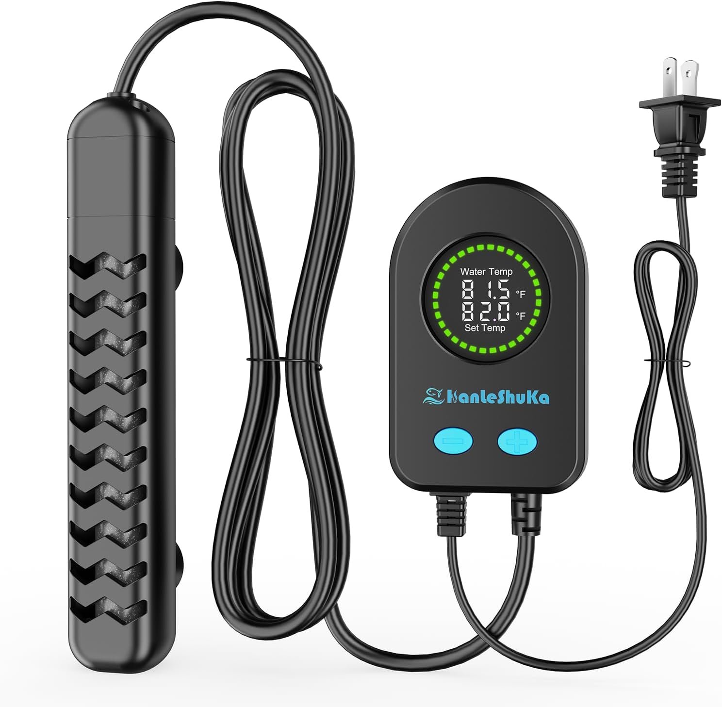 100W Submersible Fish Tank Heater for 10-20 Gallon with Auto Shut-Off When Leaving Water—Aquarium Heater, Dry-Burn & Overheat Protection, Smart LED Display for Betta Freshwater Saltwater