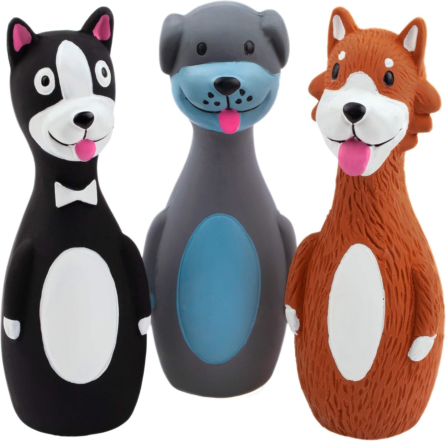 CHIWAVA 3PCS 5.7” Squeaky Latex Short Standing Stick Toy for Small Dogs | Funny Animal Design,Soft Fetch Interactive Play, Indoor Outdoor Activity Training Toys,Assorted Colors