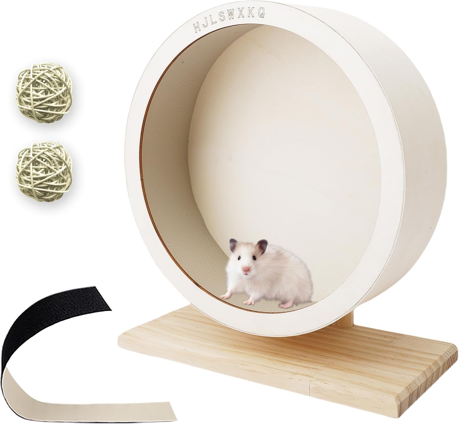 6.6 inch Silent Wooden Hamster Wheel with Removable Track | Waterproof Anti-Slip Track with 2 Natural Chew Toys,No Assembly，Quiet Spinner for Gerbils,Mouse,Dwarf Syrian Hamster