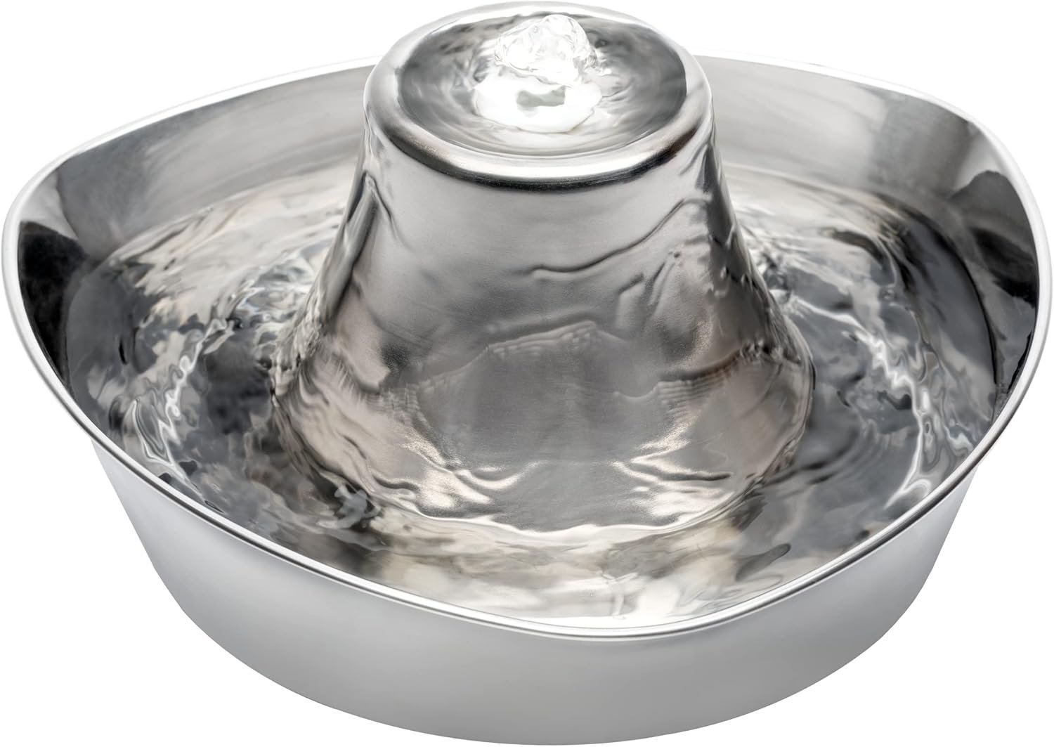 PetSafe Seaside Stainless Cat & Dog Fountain, 60 oz, 2 Filters & Pump | 60 Oz Capacity, 360-Degree Flow, Triple-Filter with 2.5x More Activated Carbon, Scratch/Rust-Resistant Stainless Steel
