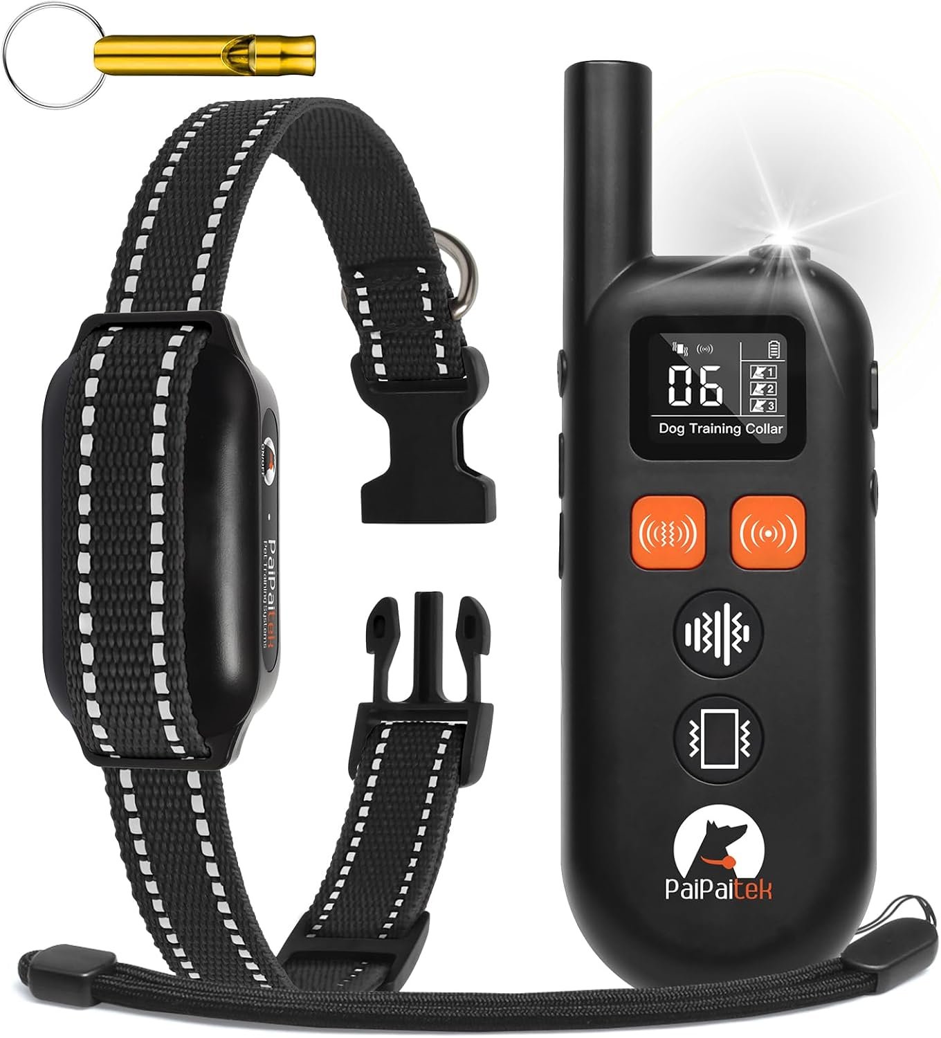 No Shock Dog Training Collar with Remote 3300ft Range, Humane Vibrating Dog Collar, 3 Modes Ultrasonic, Beep, Vibration for Small Medium Large Dogs – Security Lock & No Prongs
