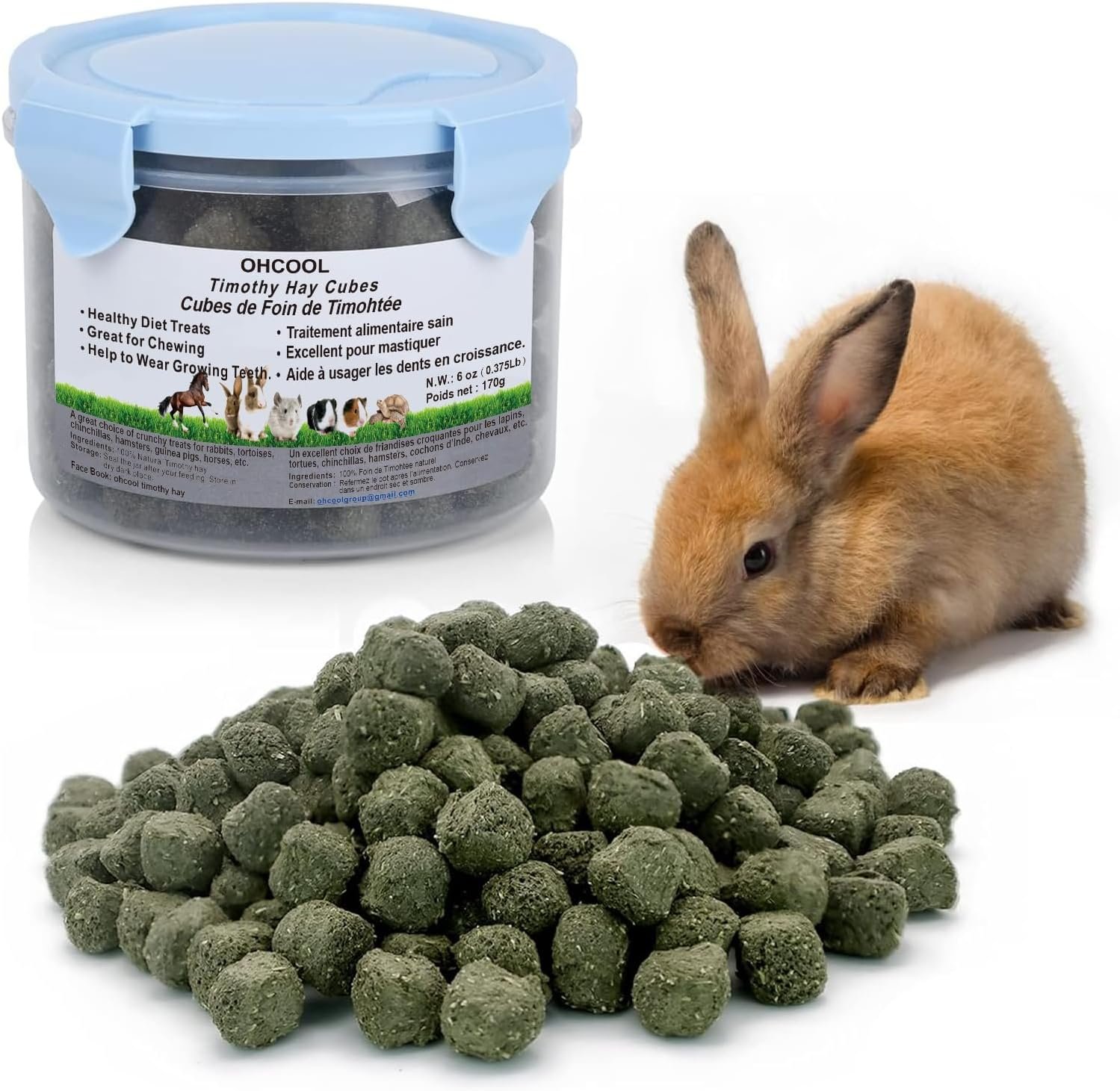 Timothy Hay Cubes, 6oz Small Pet Feed | 100% natural timothy hay cubes, specially for rabbits, sulcata tortoises, guinea pigs