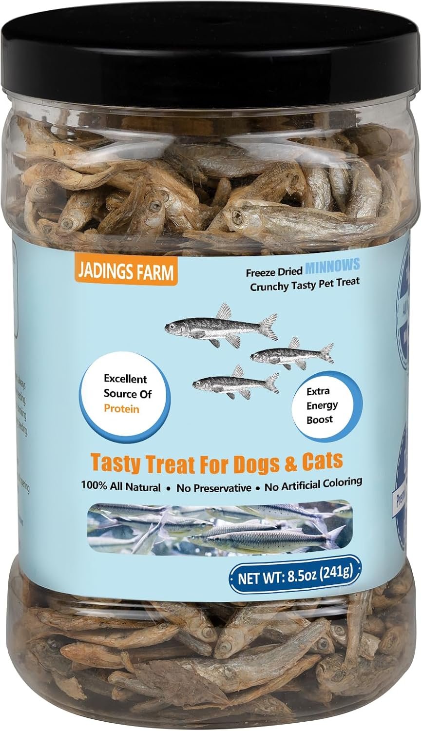 Minnows – 8.5 oz Freeze Dried Minnows for Cats & Dogs – 100% Natural Premium Cat & Dog Treat (8.5 OZ)