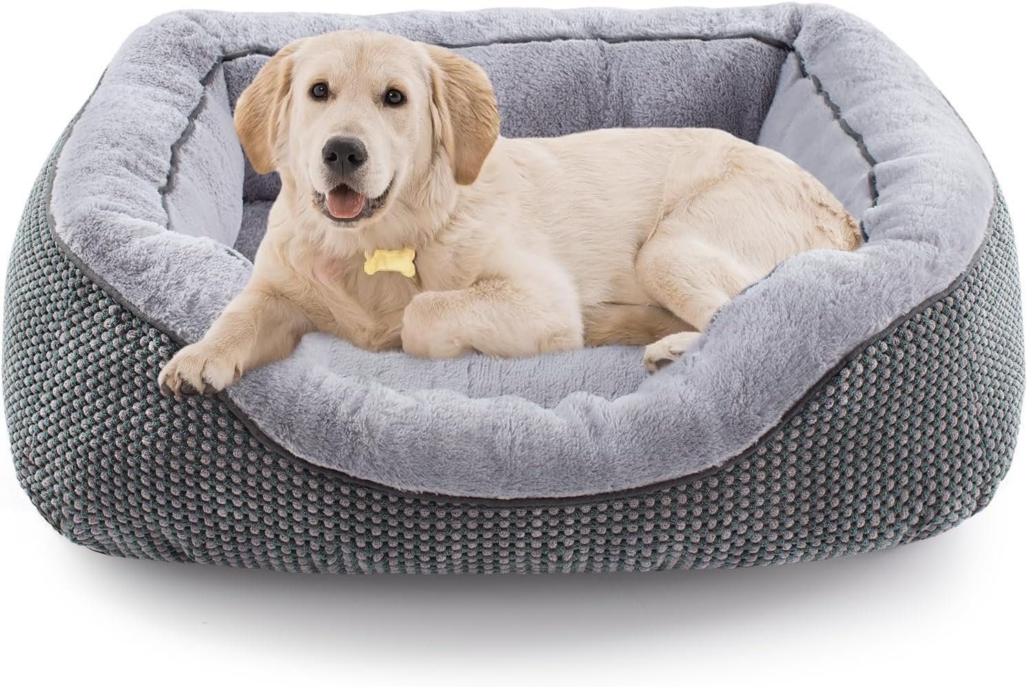 Medium Dog Beds for Medium Dogs Washable, Rectangle Dog Bed Medium Size Dog, Orthopedic Dog Bed, Warming Soft Calming Sleeping Puppy Bed Durable Pet Bed with Anti-Slip Bottom M(30″x24″x9″)