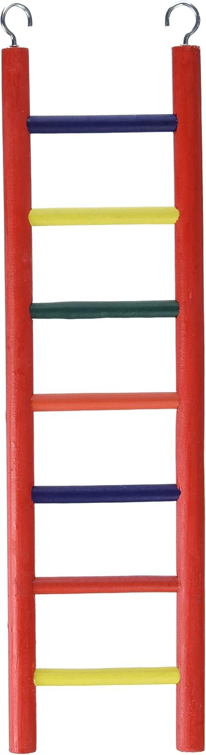 Prevue Pet Products 7-Rung Wood Bird Ladder – Enclosure Accessories for Small Birds, Hanging Cage Toy for Climbing, Healthy Foot Exercise, Beak Play, and Bird Engagement – Multi-Colored