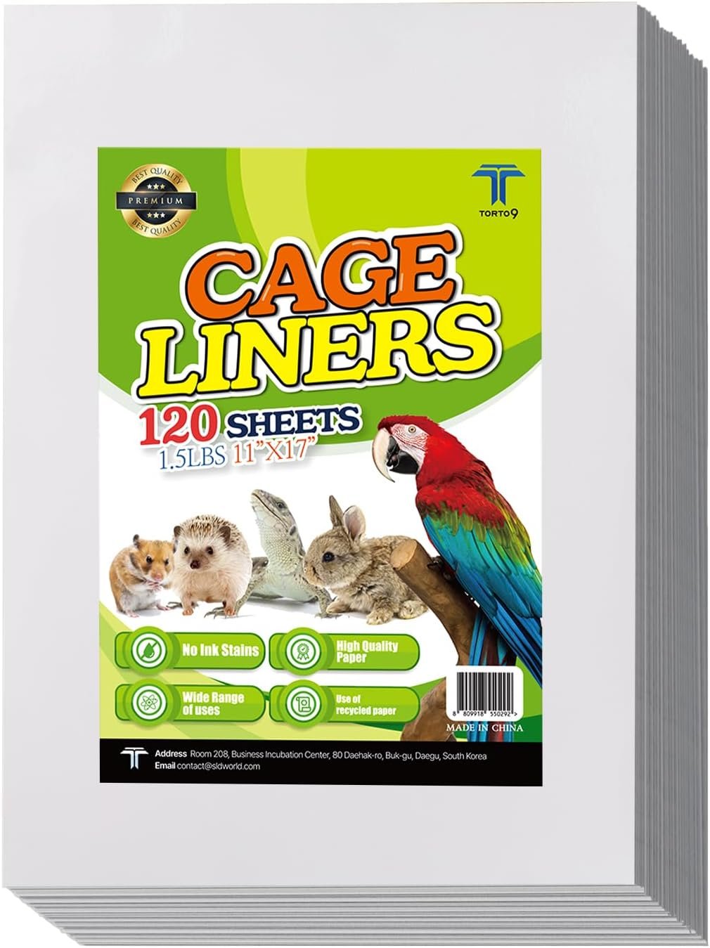 TORTO9 Cage Liner Sheets for Birds – 120 Pack, 11 x 17 in, 1.5 lb | Acid-Free & Non-Toxic Paper | Safe Pet Bedding, Craft Supply, Packing & Shipping Use