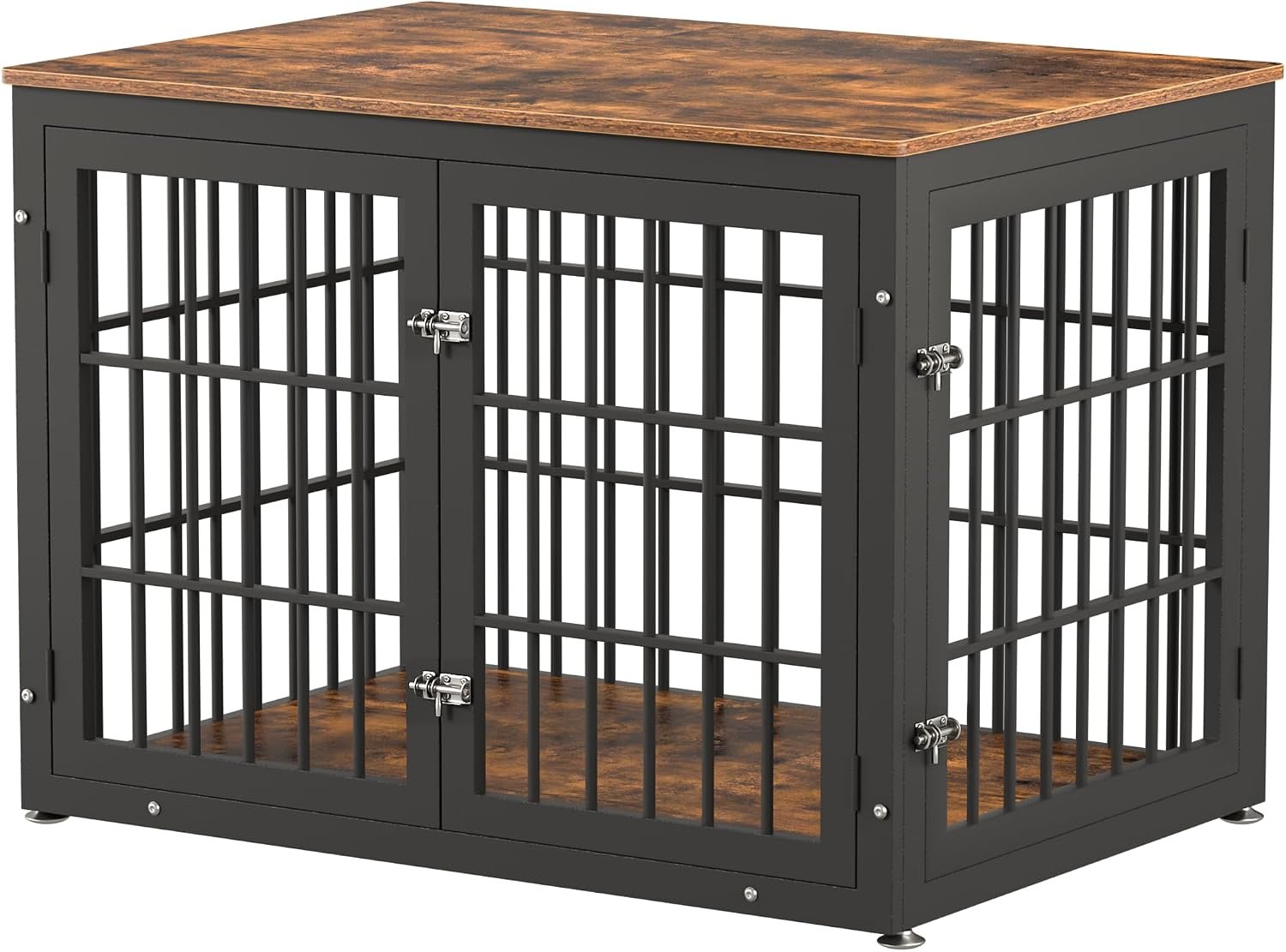 rehomerance 42″ Heavy Duty Dog Crate Furniture for Large and Medium Dogs | Decorative Pet House End Table, Large Wooden Metal Dog Cage, XL Dog Kennel Furniture indoor, Rustic Brown
