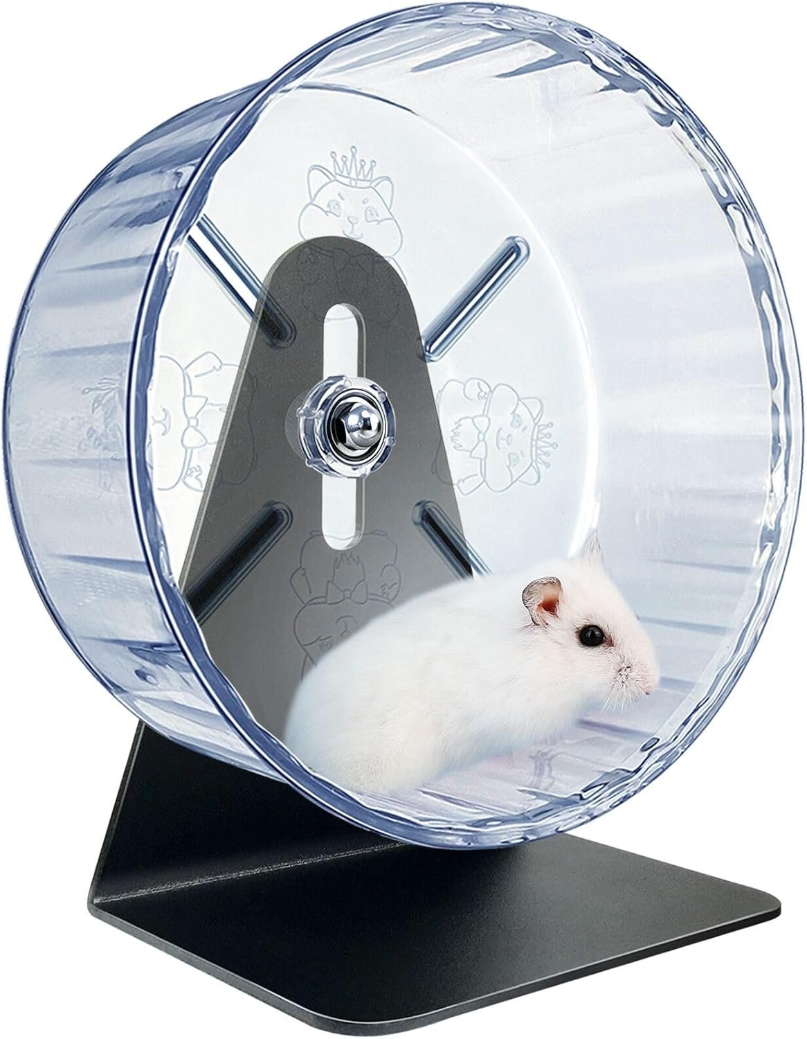 Super Silent Hamster Exercise Wheel – Adjustable Stand, Quiet Rat Wheel ( 6 inch, Transparent)