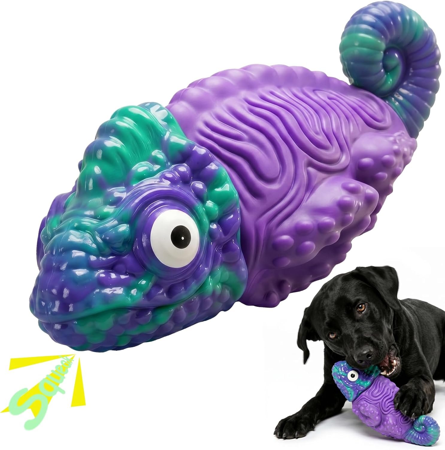 Dog Toys for Aggressive Chewers: Squeaky Dog Chew Toys for Medium & Large Dogs, Indestructible Dog Toy to Keep Them Busy, Easy to Use and Clean, Teeth Cleaning, Bacon Flavor