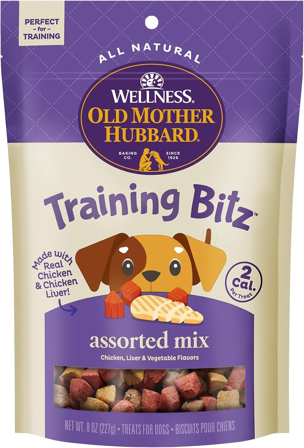 Wellness Old Mother Hubbard Training Bitz Assorted Mix Dog Treats, Natural Biscuits, 3 Flavors, 8 oz Bag