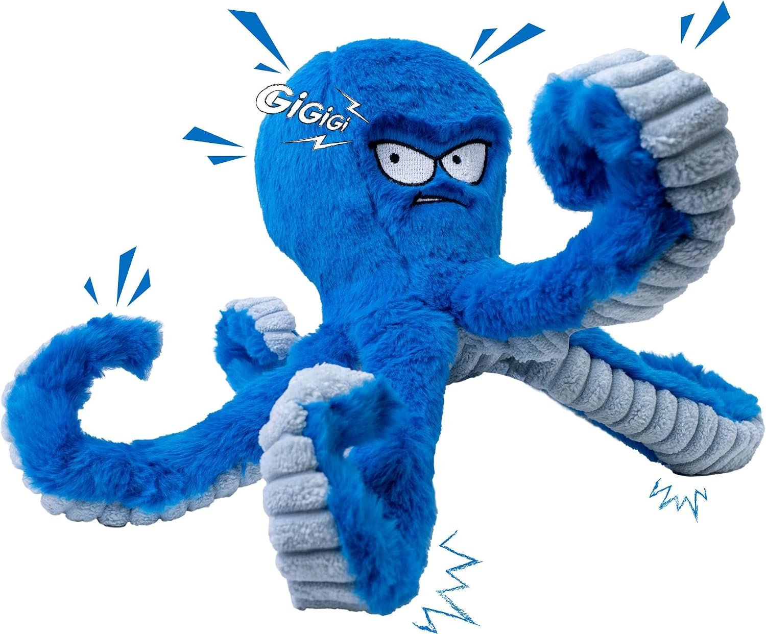 LEGEND SANDY Tough Dog Toys, Stuffed Chew Large Dog Toys to Keep Them Busy, Interactive Squeaky Tug of War Doggie Toy, Crinkle Blue Octopus | Interactive Tug of War Puppy Toys, Crinkle Stuffed Octopus for Small Medium and Large Breeds, Birthday Gift for Pet