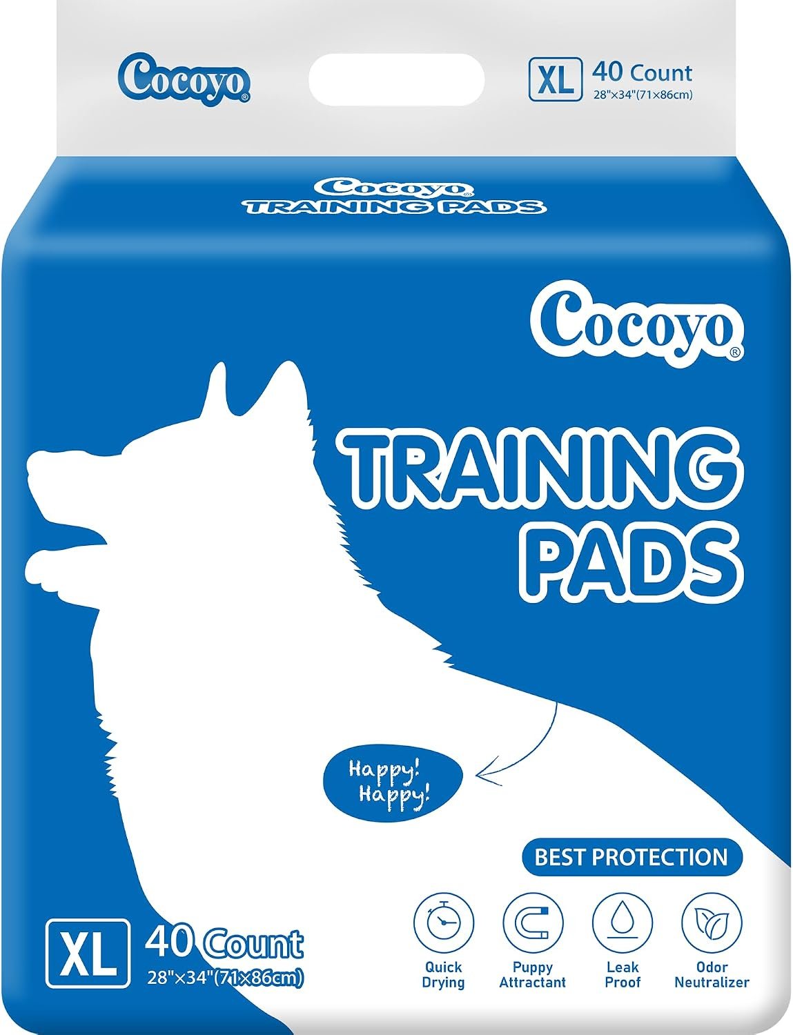 COCOYO Best Value Training Pads, 40Count, 28″ by 34″