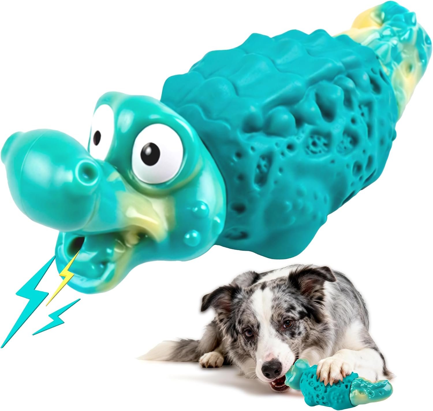 Dog Toys for Aggressive Chewers, Tough Squeaky Dog Chew Toy | with Bacon Flavor Nylon & Natural Rubber for Large Medium Dogs, Interactive Toy for Dental Care, Boredom Relief