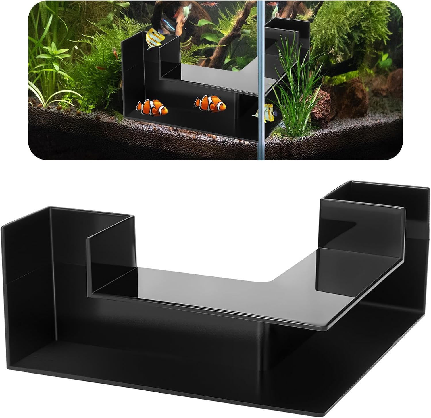 Aquarium Underground Tunnel 5″, Dual-Entrance Fish Tank Cave | Aquarium Cave with Clear 360° Viewing, Shrimp Hideout, Substrate Buried Decor for Betta, Corydoras, Loaches, Black